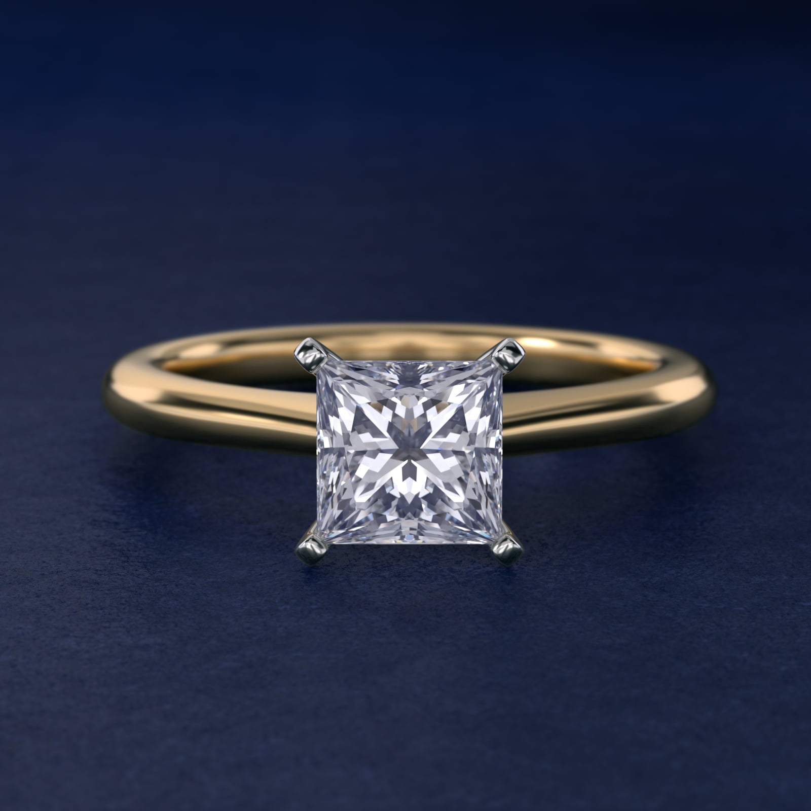 Petite Solitaire Engagement Ring in 18k Yellow Gold - Princess Center