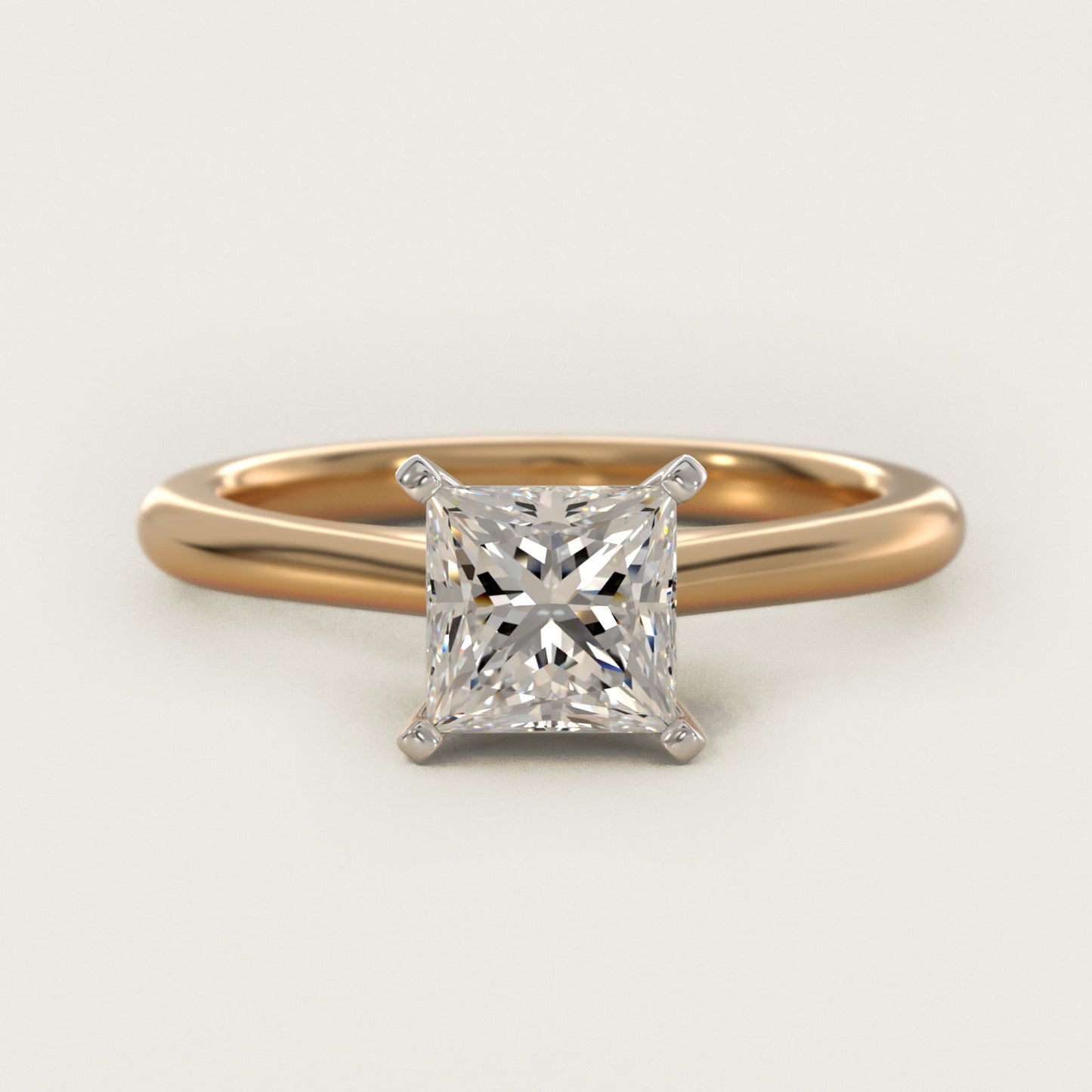 Petite Solitaire Engagement Ring in 18k Yellow Gold - Princess Center