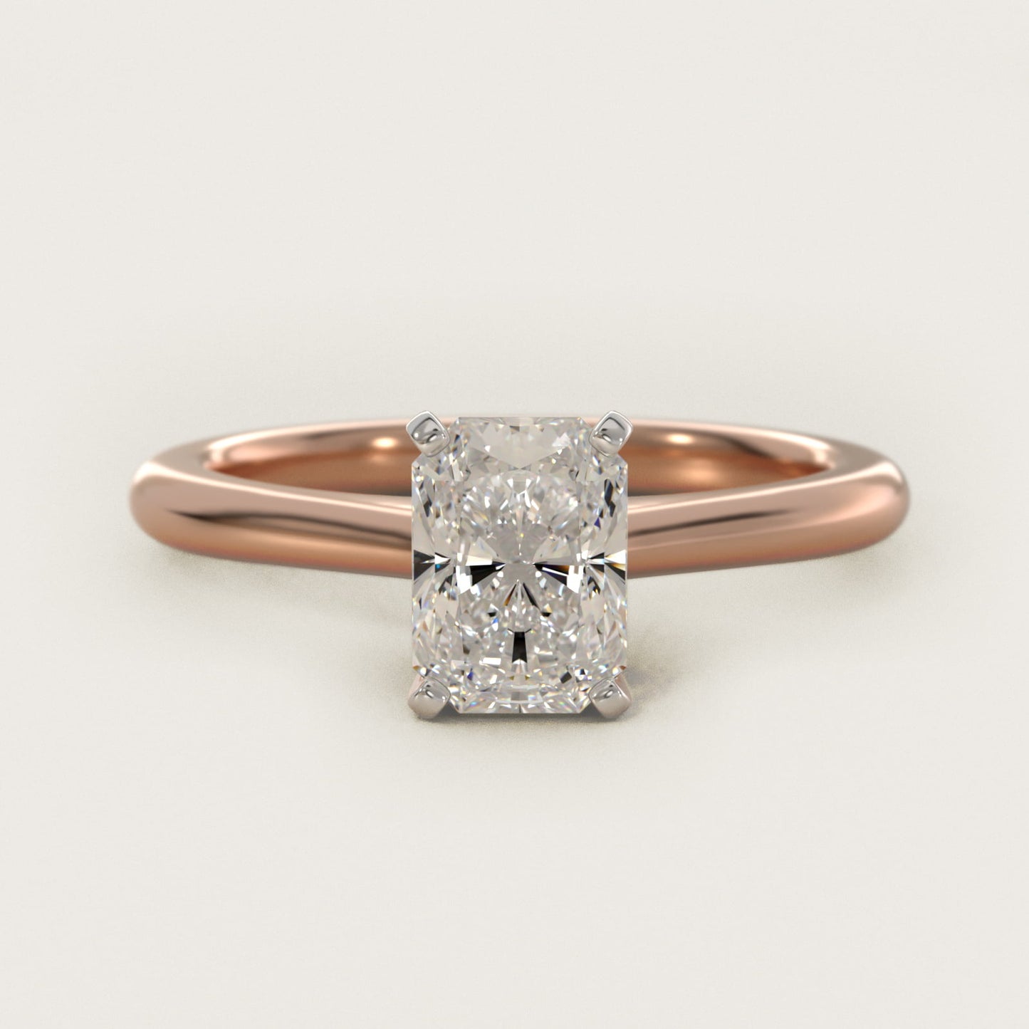 Petite Solitaire Engagement Ring in 14k Rose Gold - Radiant Center