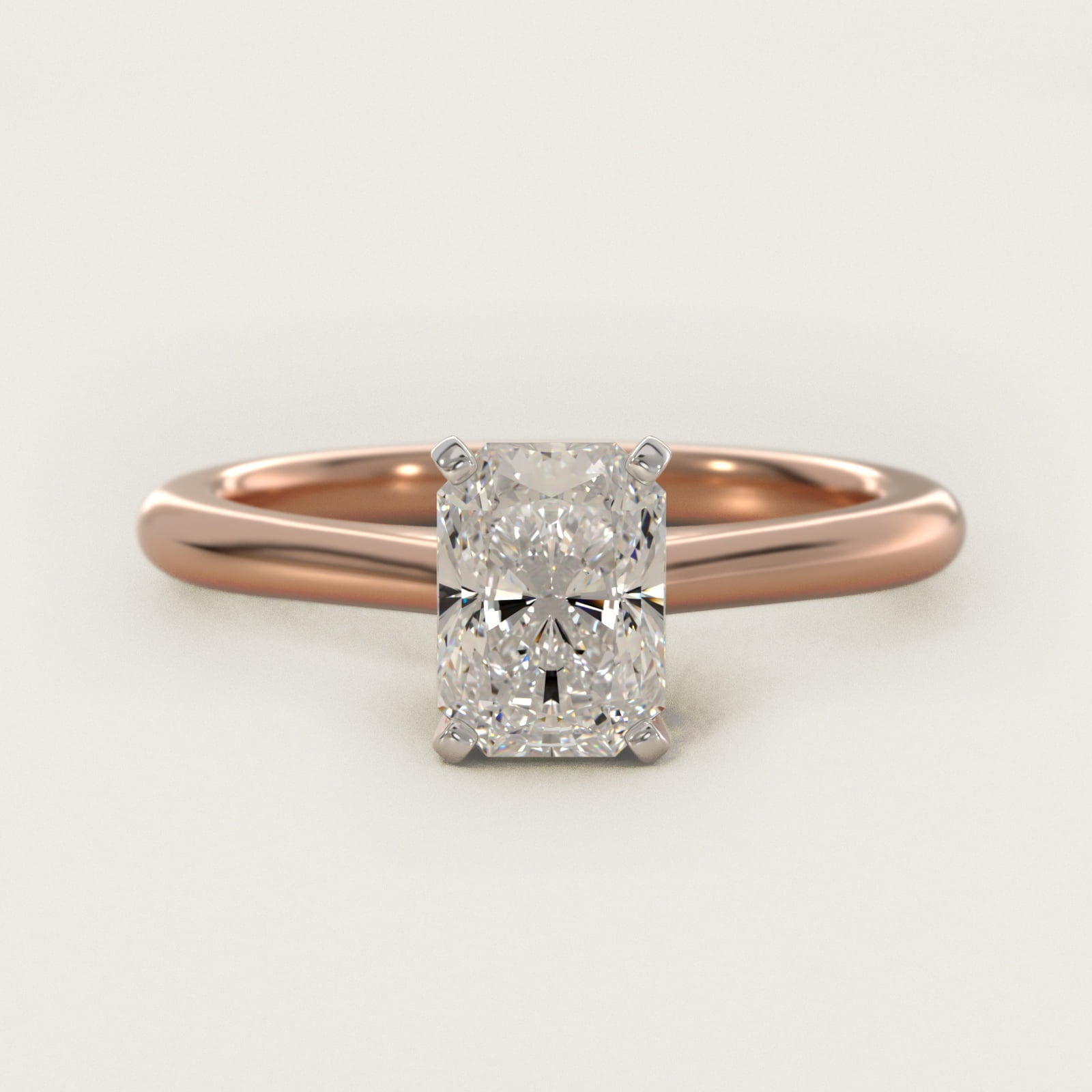 Petite Solitaire Engagement Ring in 18k Rose Gold - Radiant Center