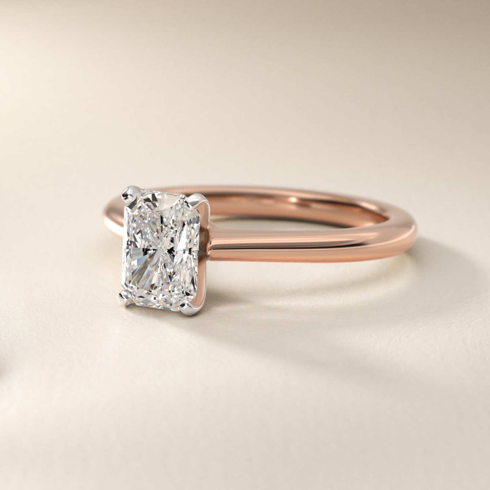 Petite Solitaire Engagement Ring in 18k Rose Gold - Radiant Center