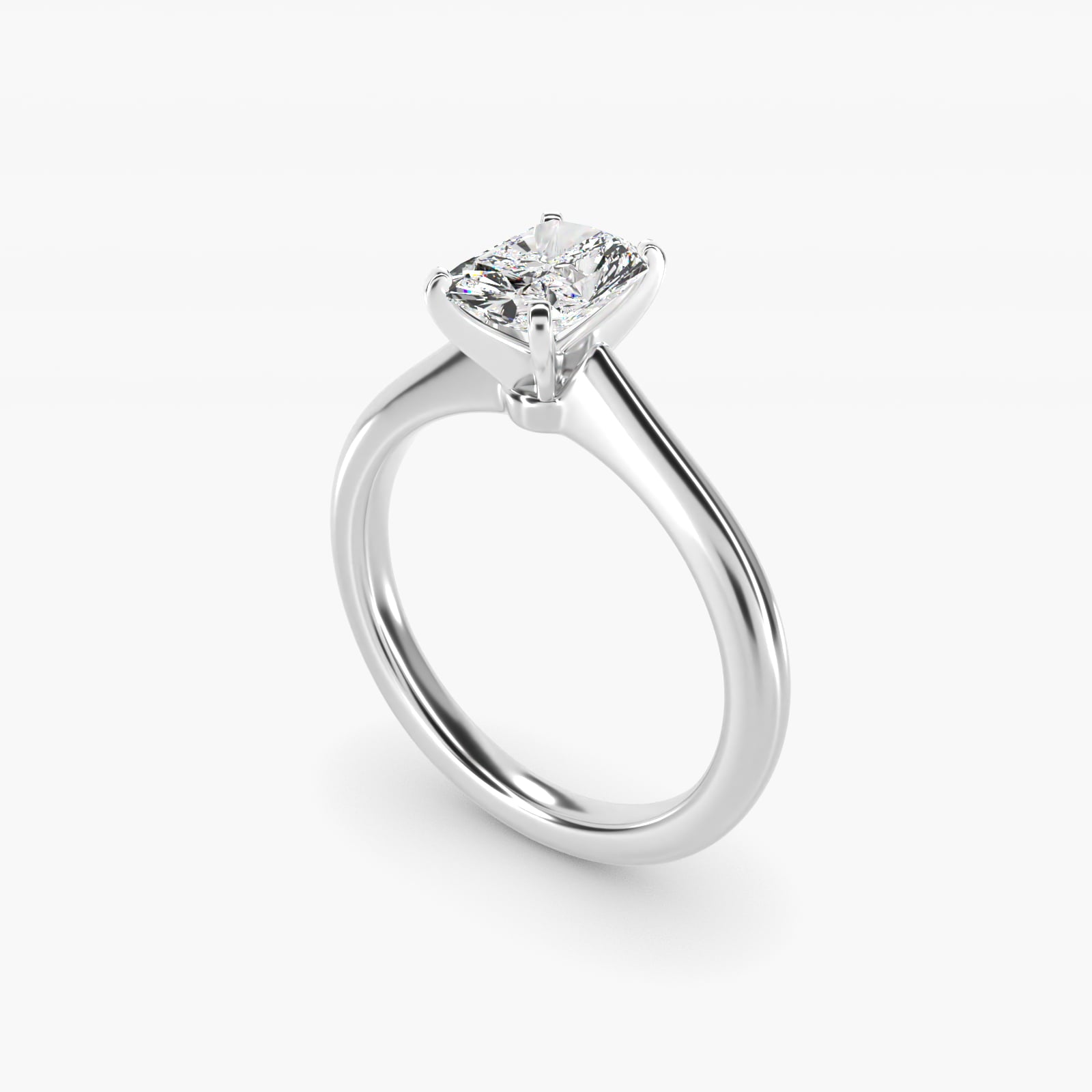 Petite Solitaire Engagement Ring in 18k White Gold - Radiant Center
