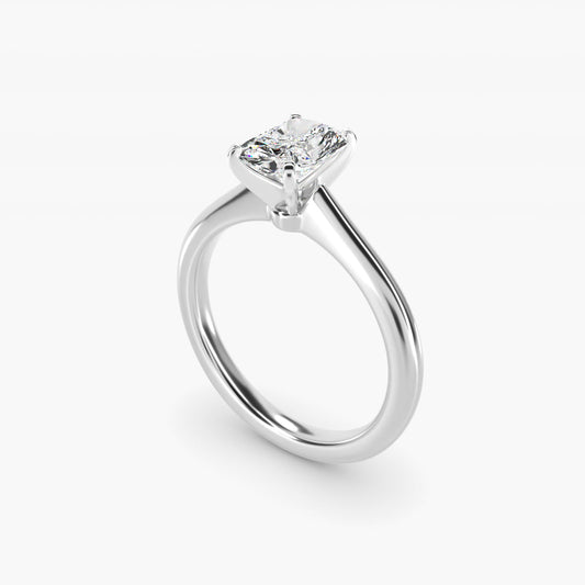 Petite Solitaire Engagement Ring in 18k White Gold - Radiant Center