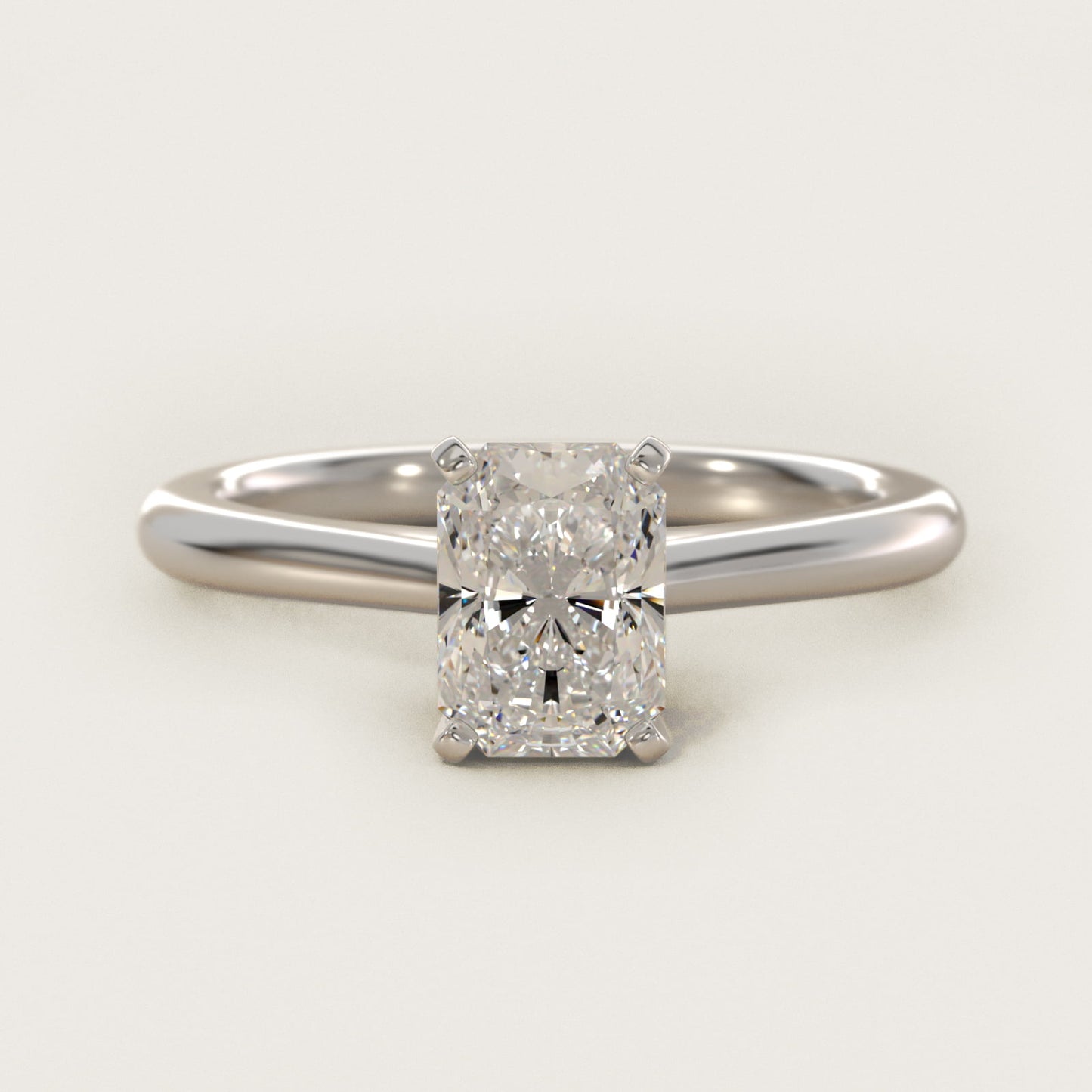 Petite Solitaire Engagement Ring in 14k White Gold - Radiant Center