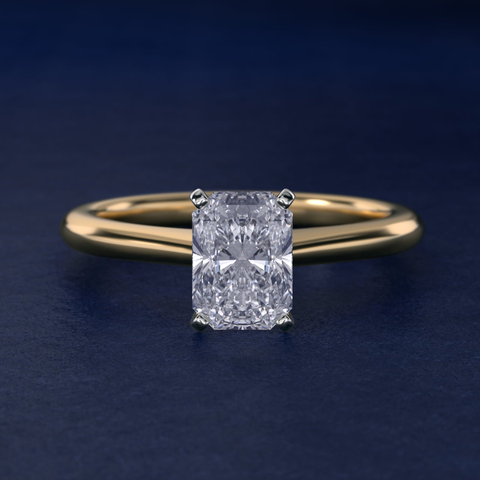 Petite Solitaire Engagement Ring in 14k Yellow Gold - Radiant Center