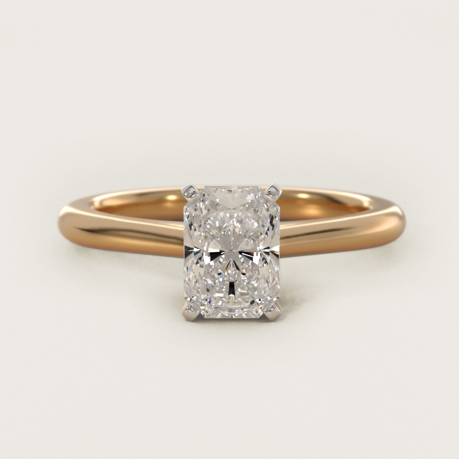 Petite Solitaire Engagement Ring in 14k Yellow Gold - Radiant Center