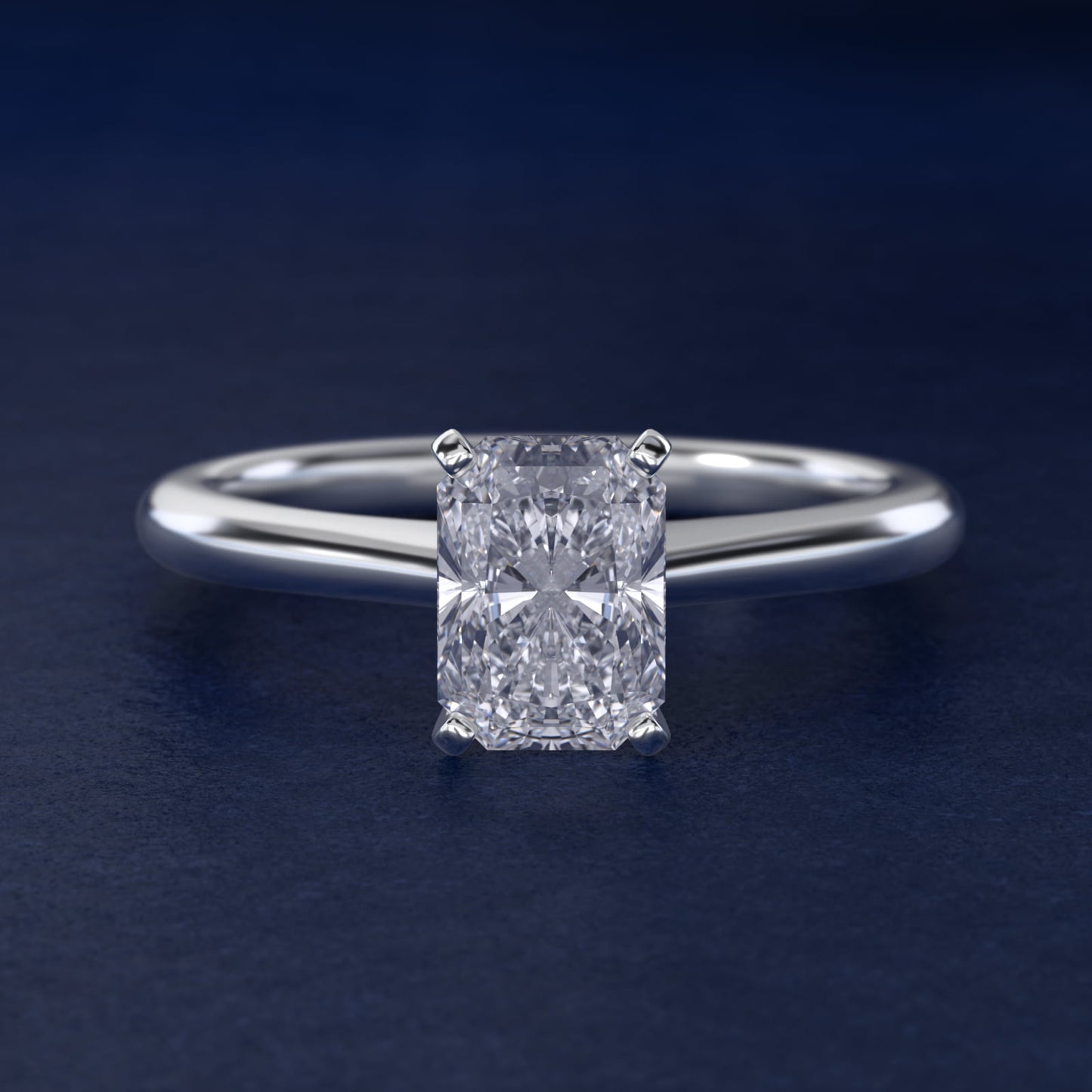 Petite Solitaire Engagement Ring in Platinum - Radiant Center