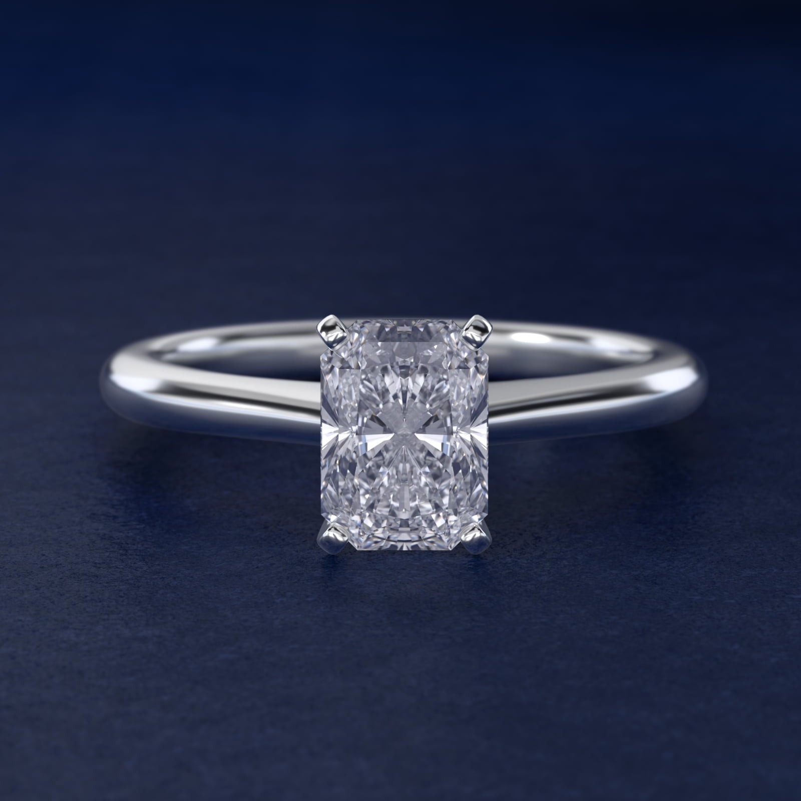 Petite Solitaire Engagement Ring in Platinum - Radiant Center
