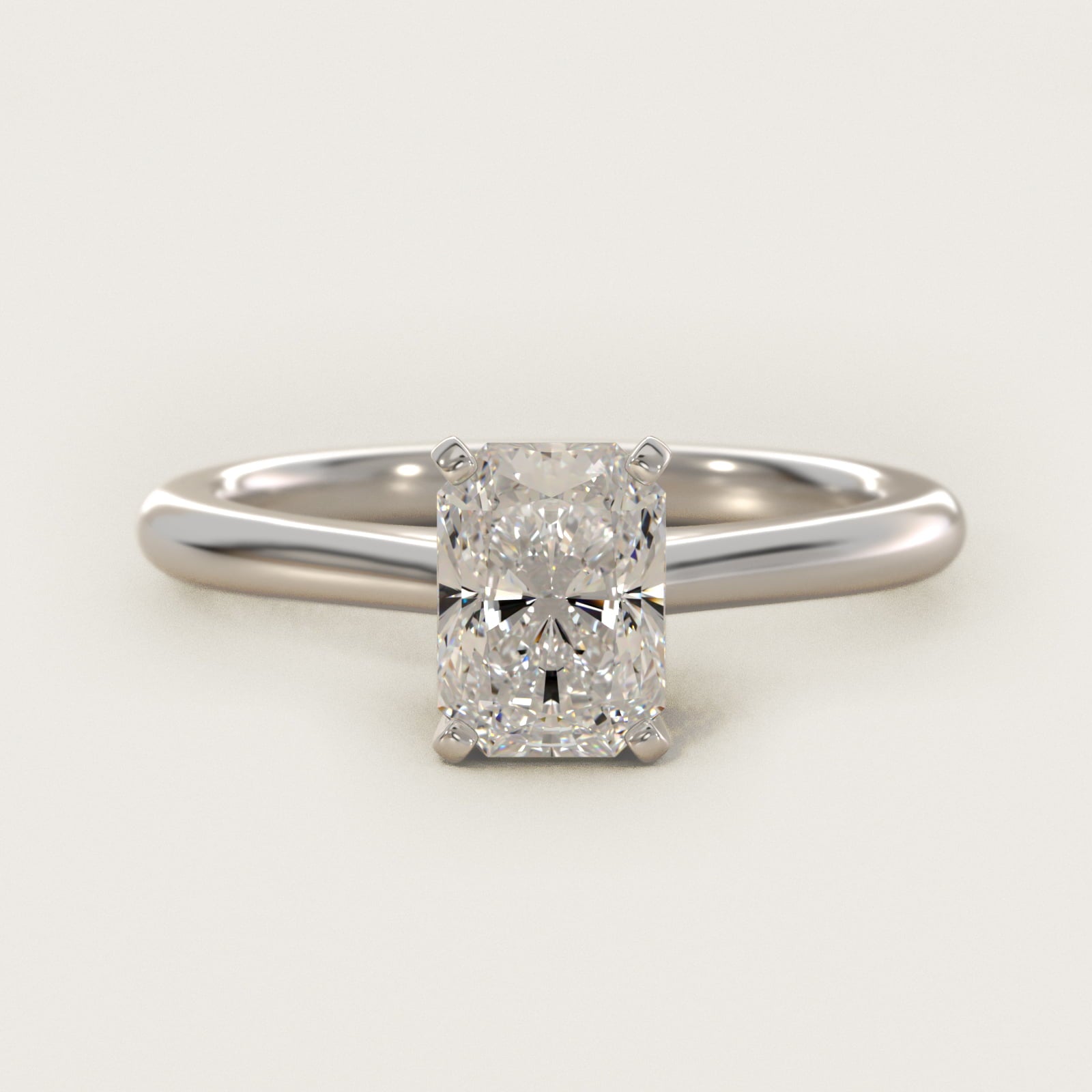 Petite Solitaire Engagement Ring in Platinum - Radiant Center