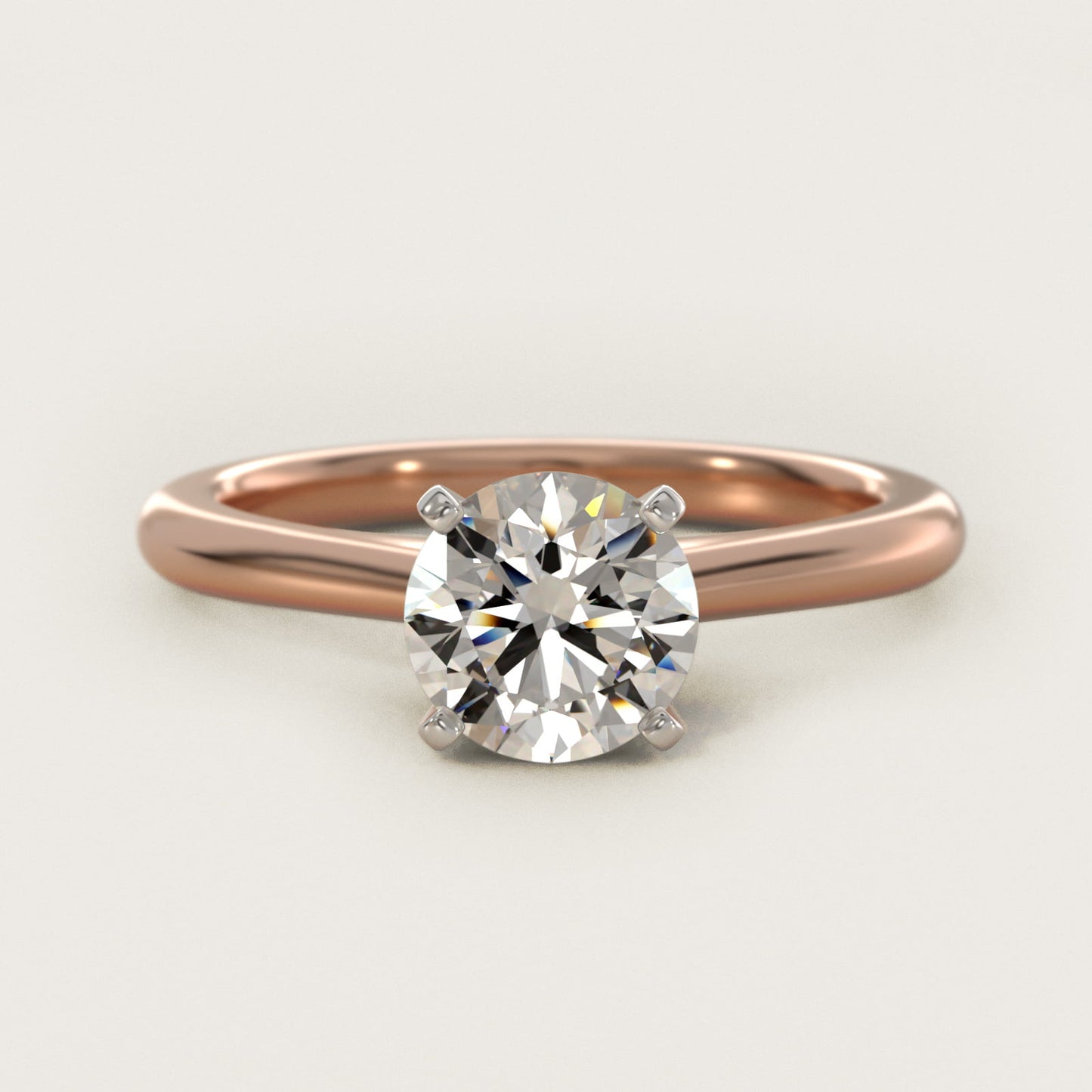 Petite Solitaire Engagement Ring in 14k Rose Gold - Round Center