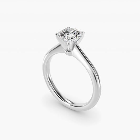Petite Solitaire Engagement Ring in 14k White Gold - Round Center
