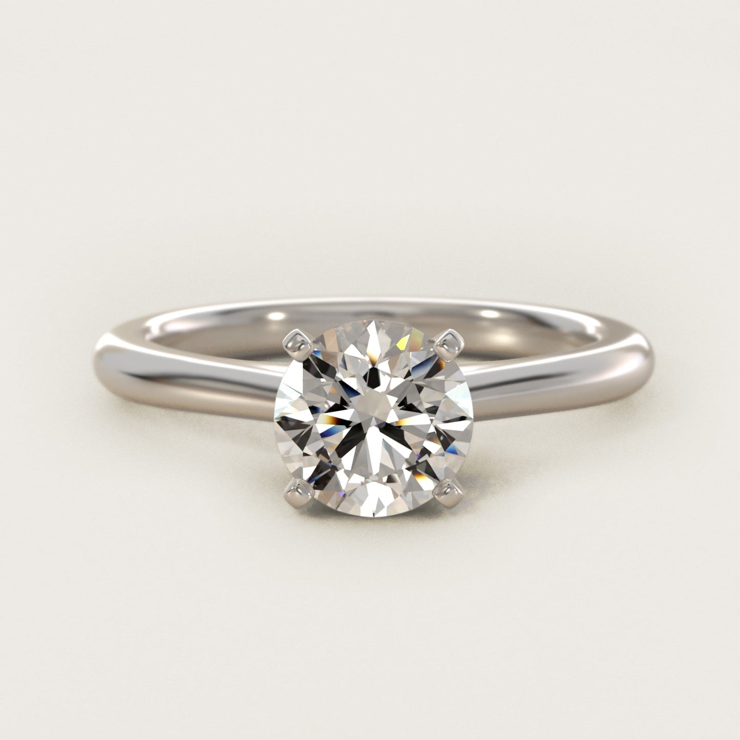 Petite Solitaire Engagement Ring in 14k White Gold - Round Center