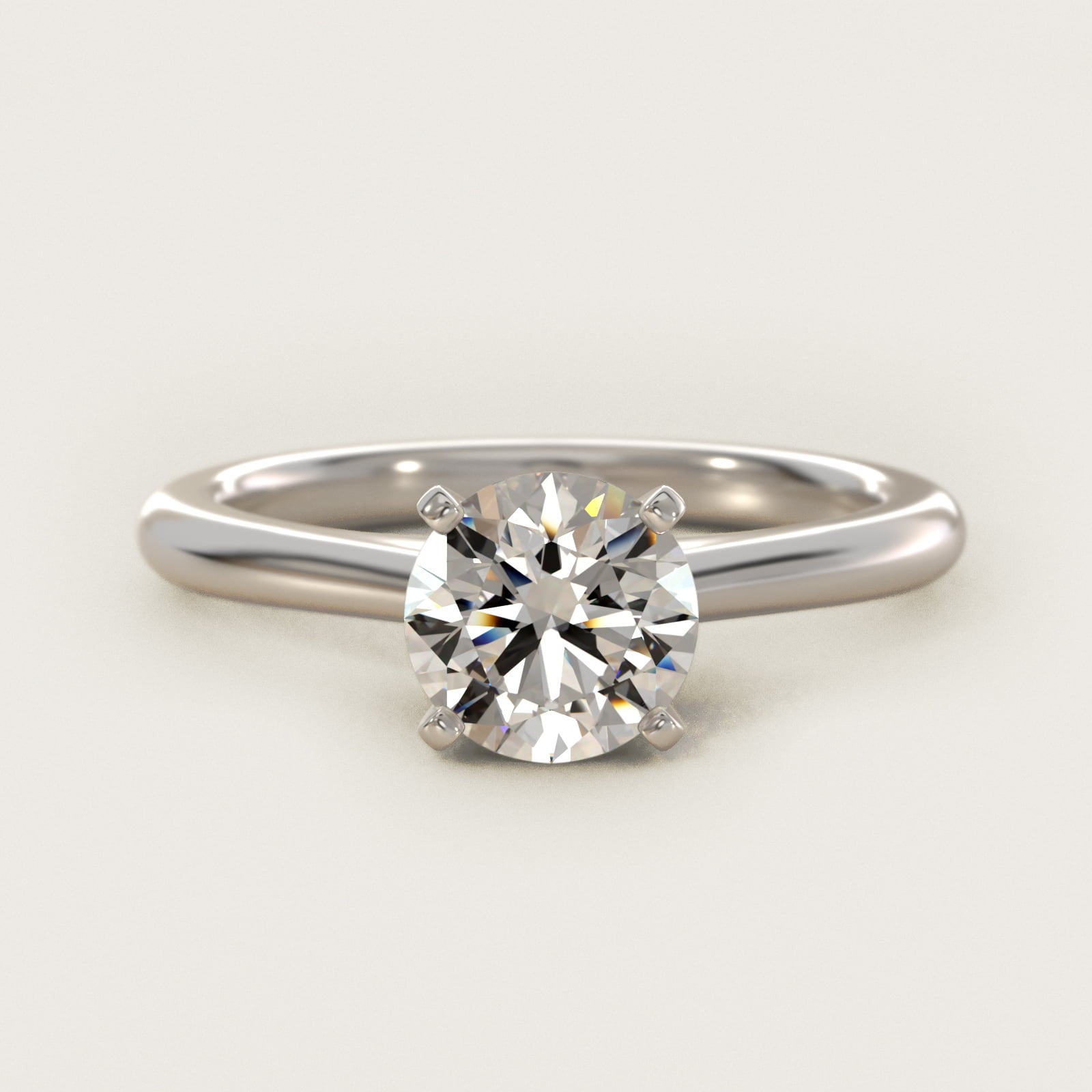 Petite Solitaire Engagement Ring in 18k White Gold - Round Center