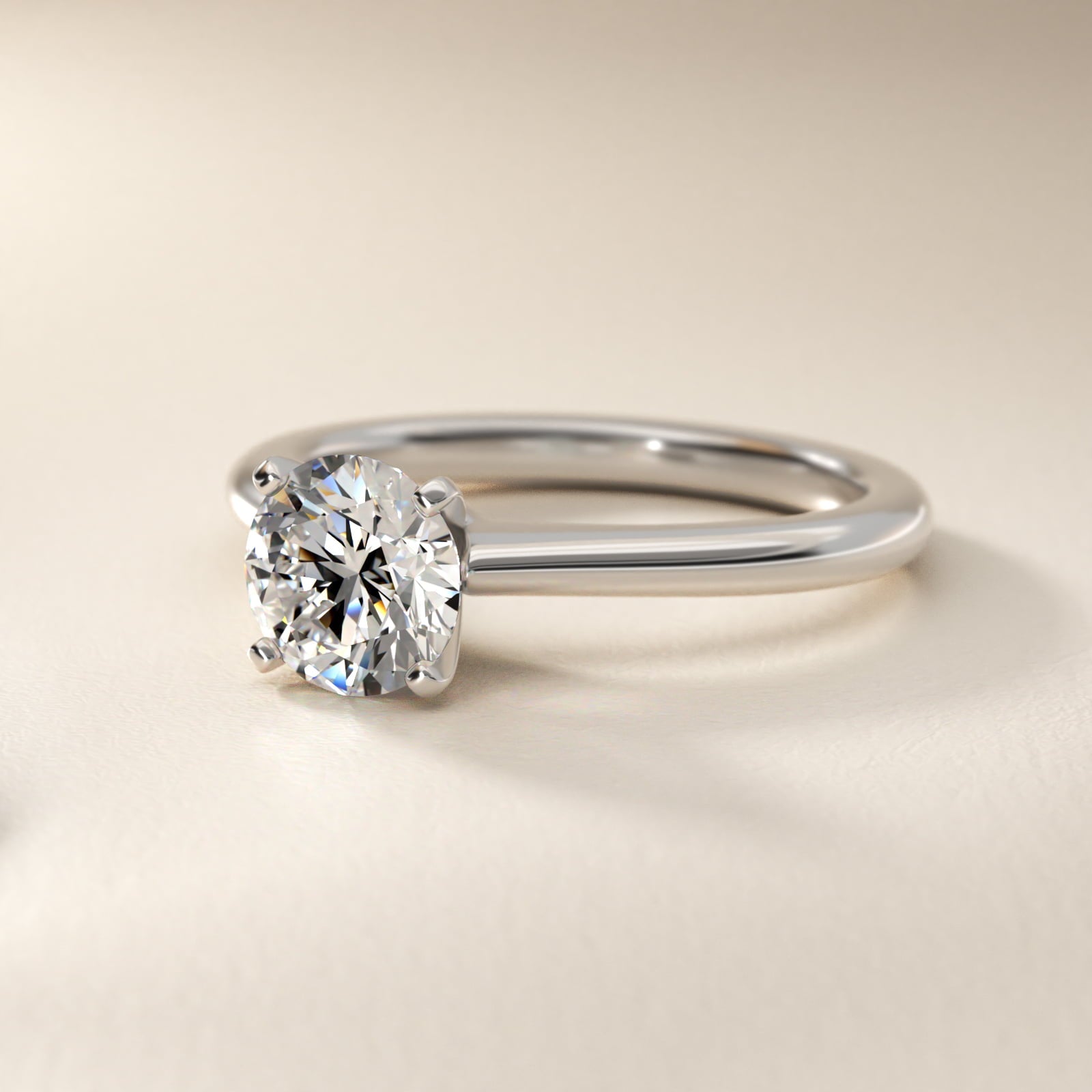 Petite Solitaire Engagement Ring in 14k White Gold - Round Center