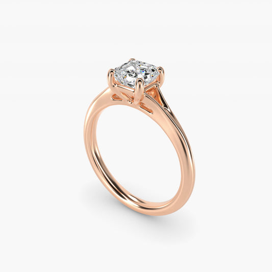 Petite Split Shank Solitaire in 14k Rose Gold - Asscher Center