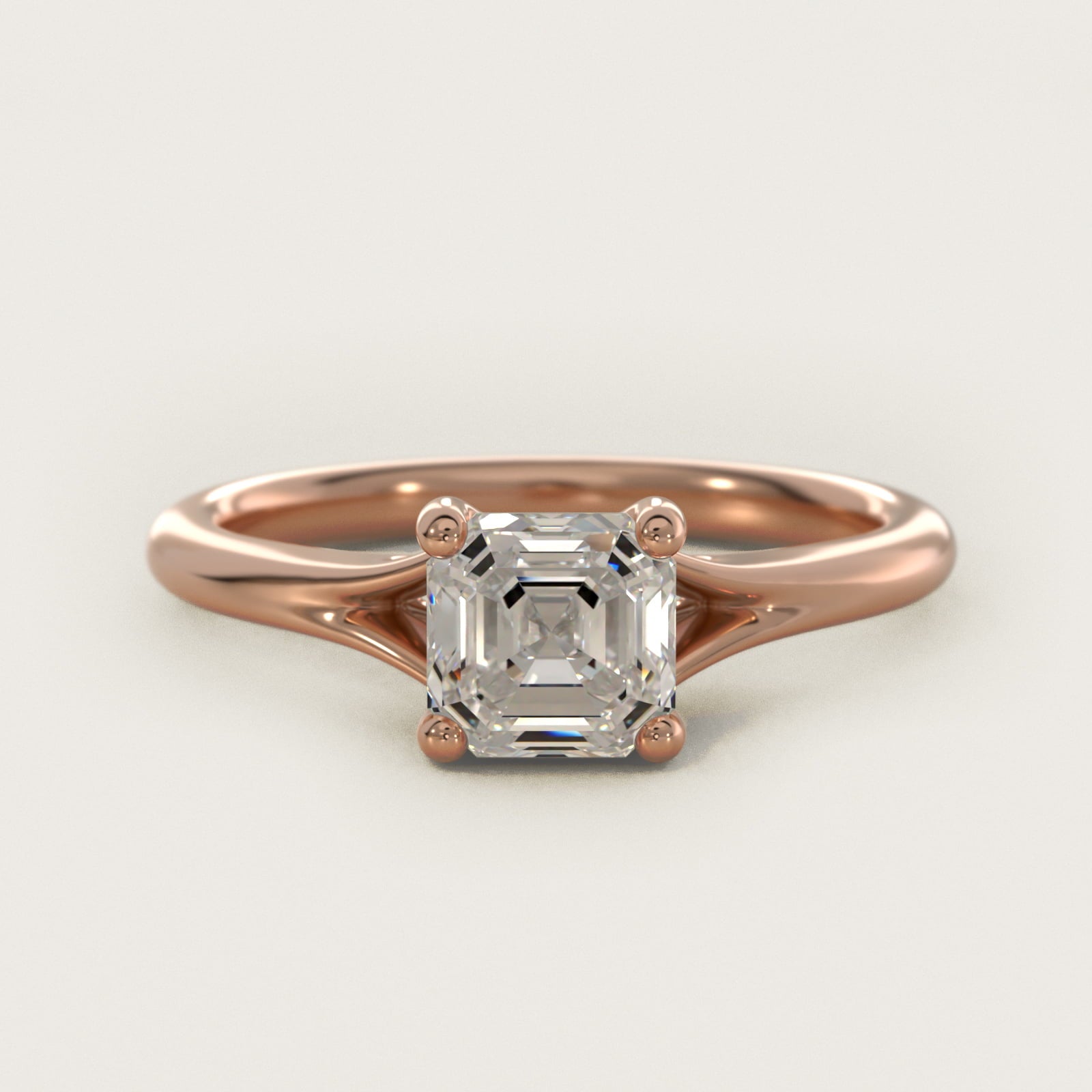 Petite Split Shank Solitaire in 14k Rose Gold - Asscher Center