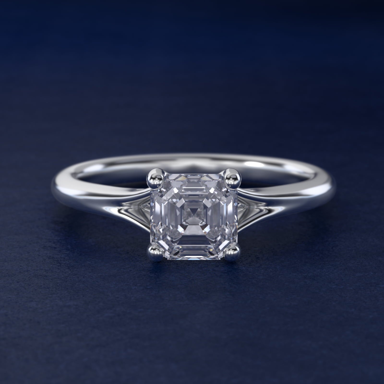 Petite Split Shank Solitaire in 14k White Gold - Asscher Center