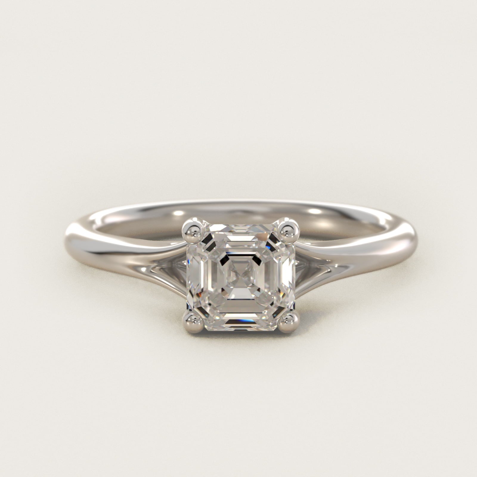 Petite Split Shank Solitaire in 14k White Gold - Asscher Center