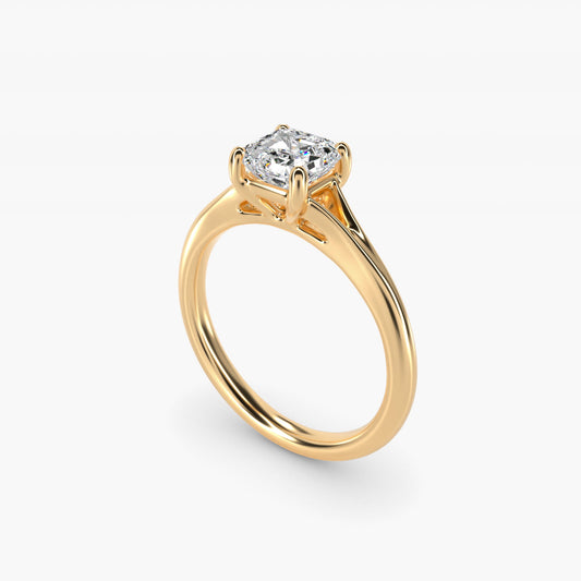 Petite Split Shank Solitaire in 14k Yellow Gold - Asscher Center