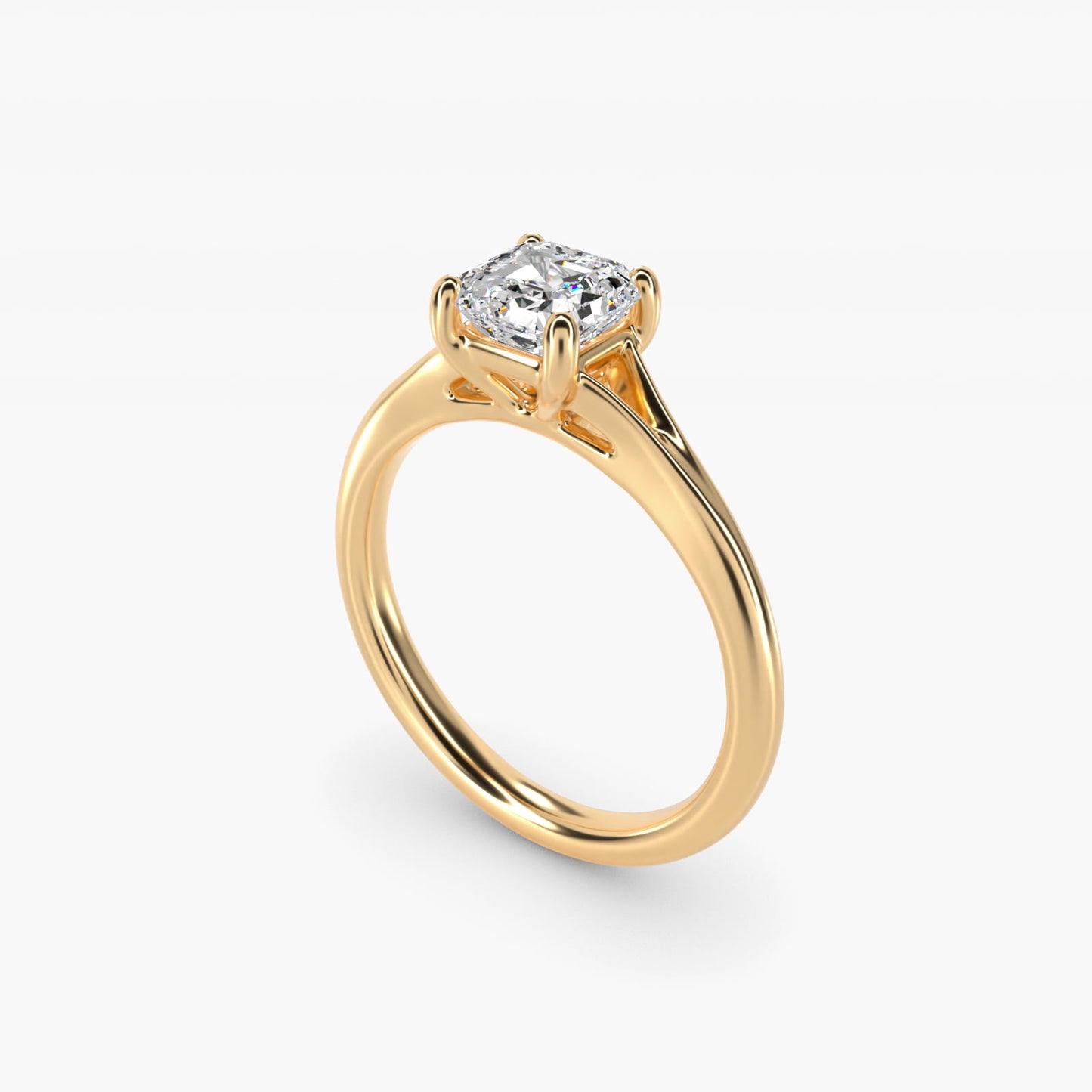 Petite Split Shank Solitaire in 18k Yellow Gold - Asscher Center
