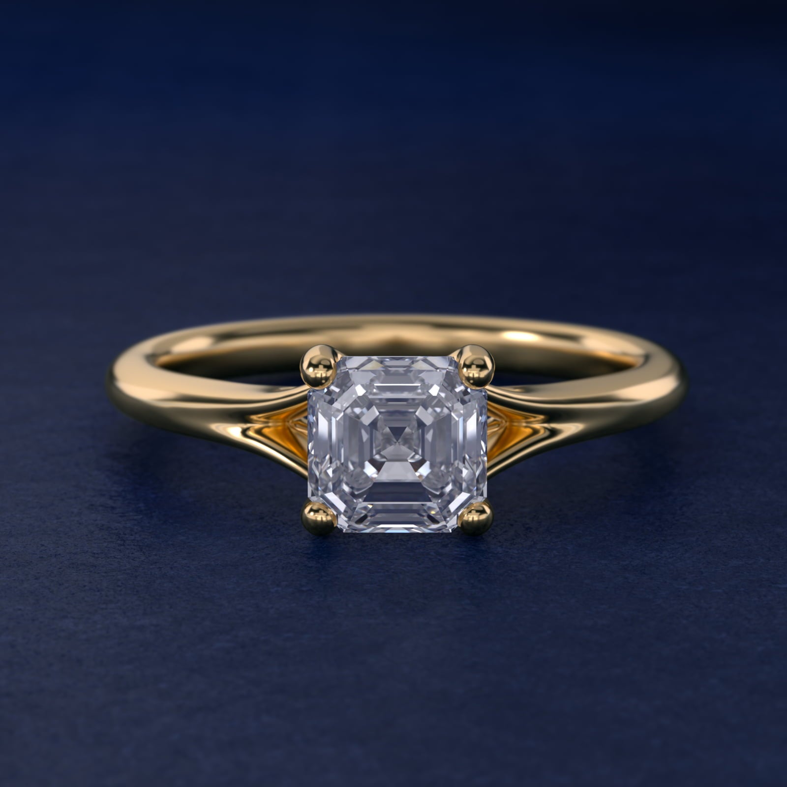 Petite Split Shank Solitaire in 14k Yellow Gold - Asscher Center