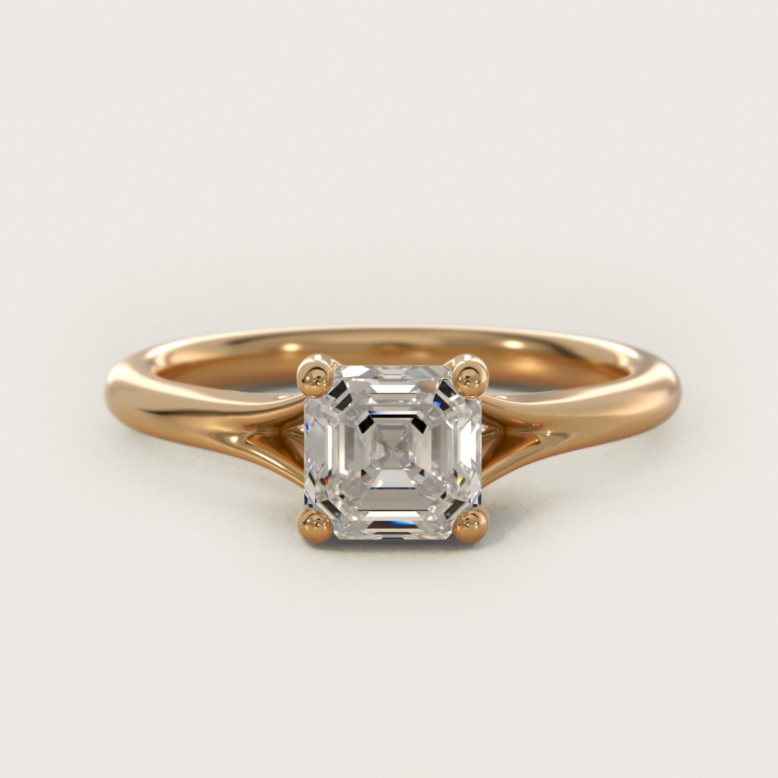 Petite Split Shank Solitaire in 18k Yellow Gold - Asscher Center