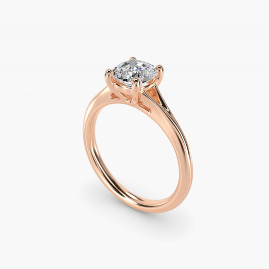 Petite Split Shank Solitaire in 14k Rose Gold - Cushion Center