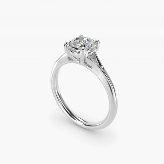 Petite Split Shank Solitaire in 14k White Gold - Cushion Center