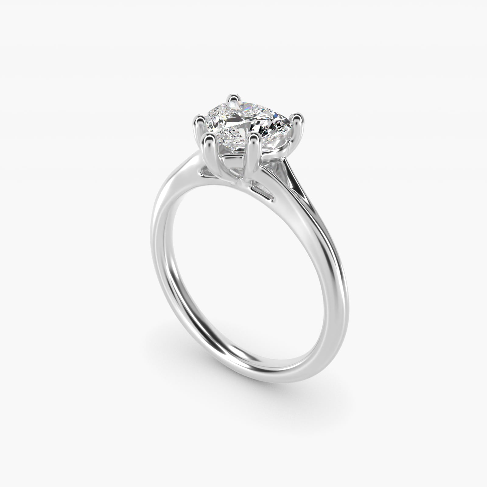 Petite Split Shank Solitaire in 14k White Gold - Heart Center