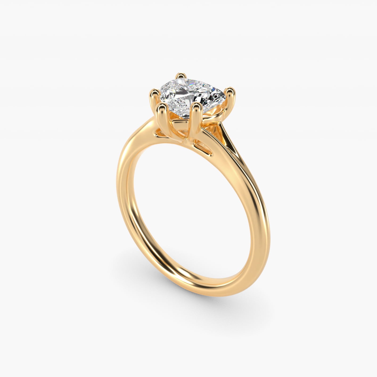 Petite Split Shank Solitaire in 14k Yellow Gold - Heart Center