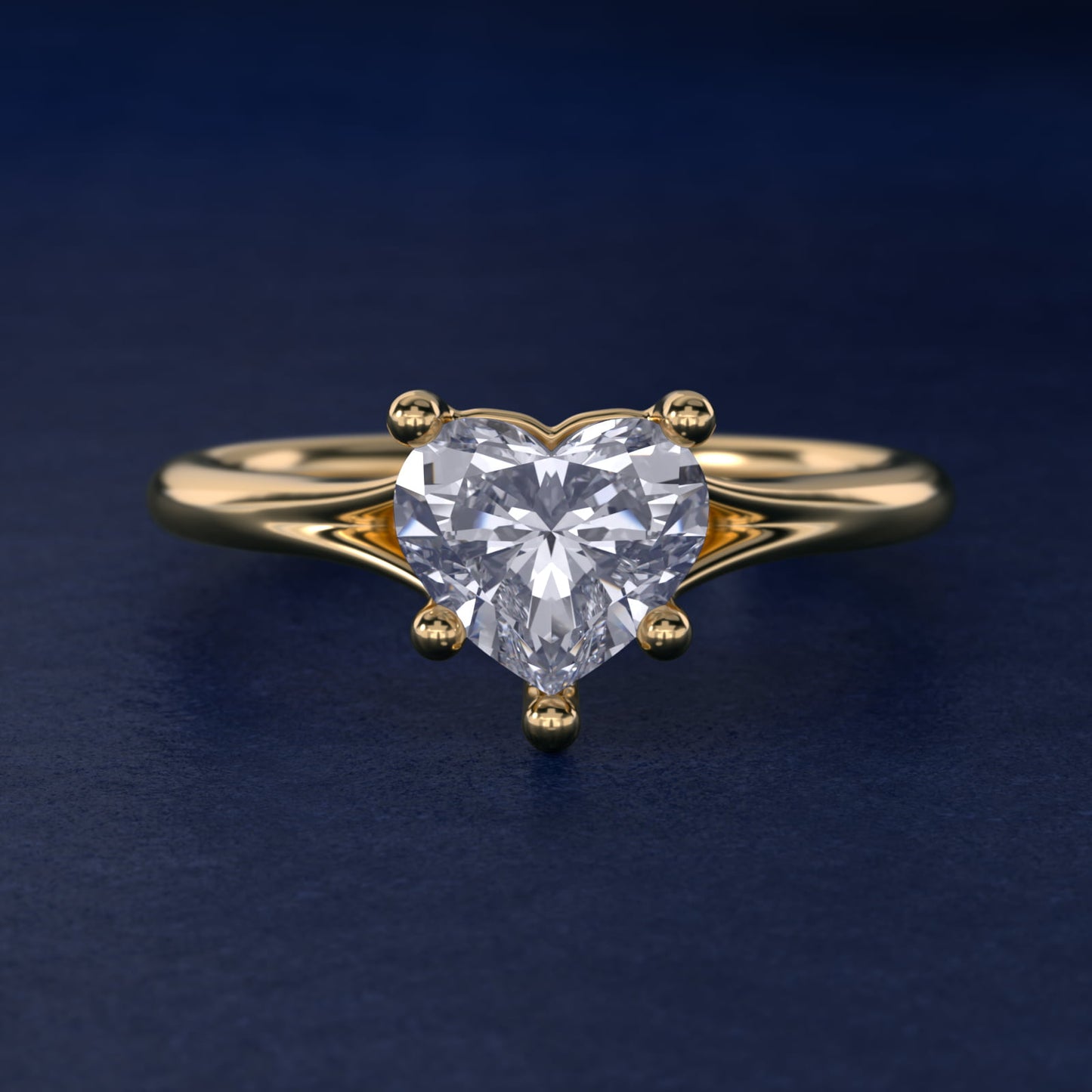 Petite Split Shank Solitaire in 14k Yellow Gold - Heart Center