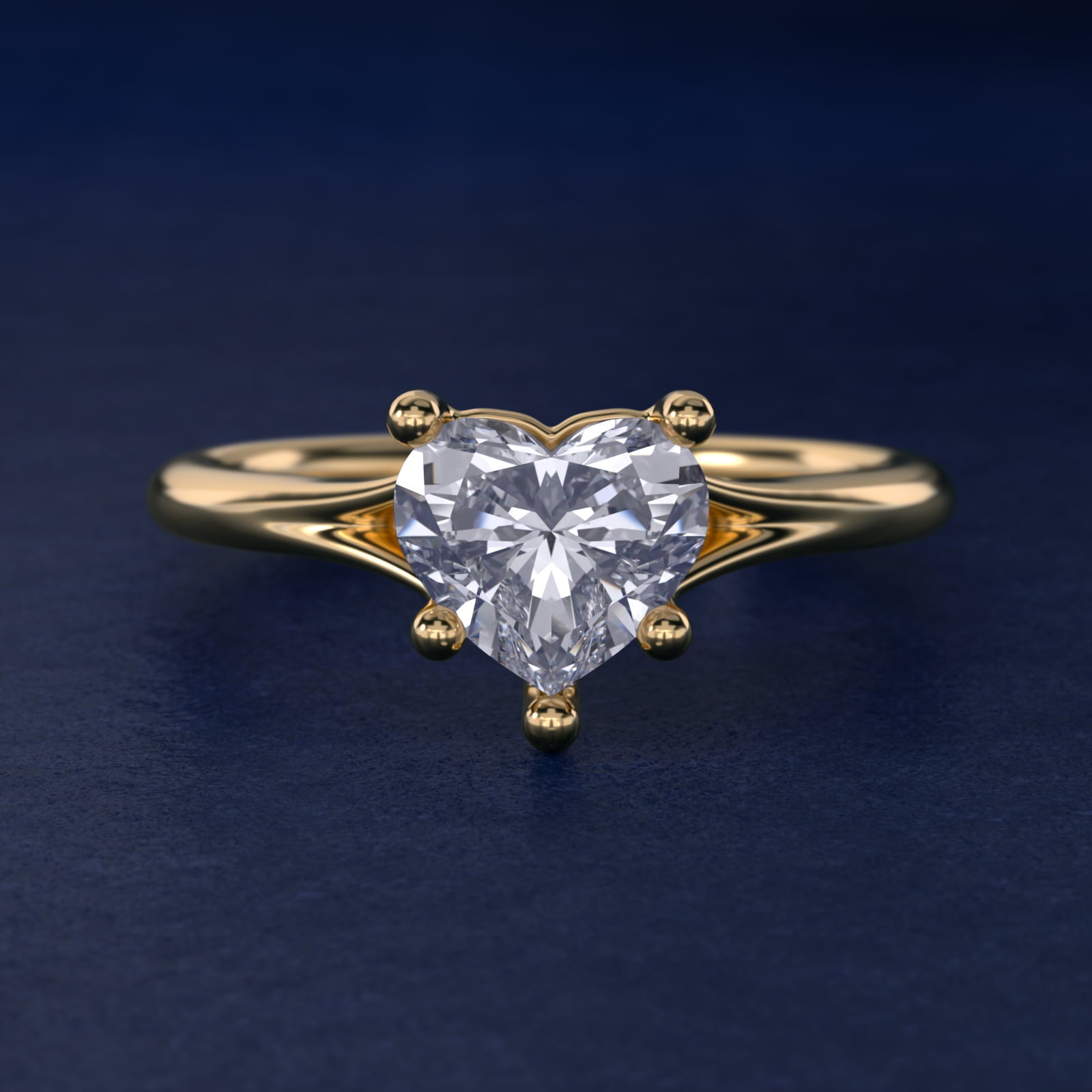 Petite Split Shank Solitaire in 14k Yellow Gold - Heart Center