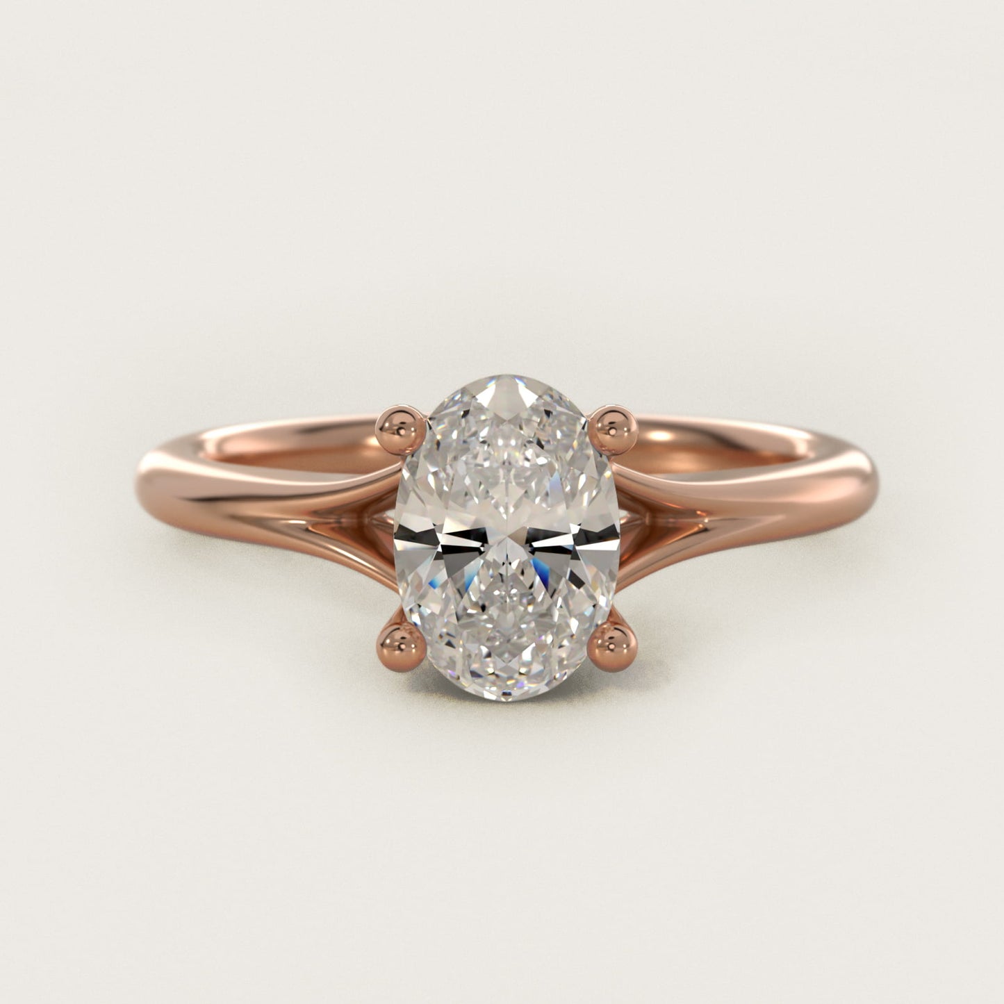 Petite Split Shank Solitaire in 14k Rose Gold - Oval Center