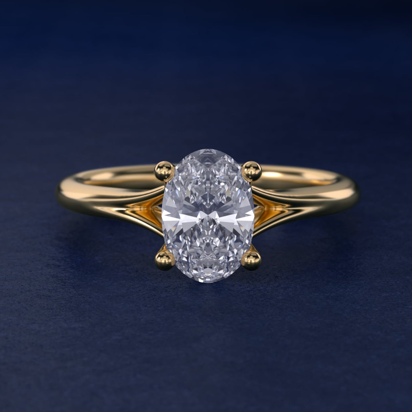 Petite Split Shank Solitaire in 14k Yellow Gold - Oval Center