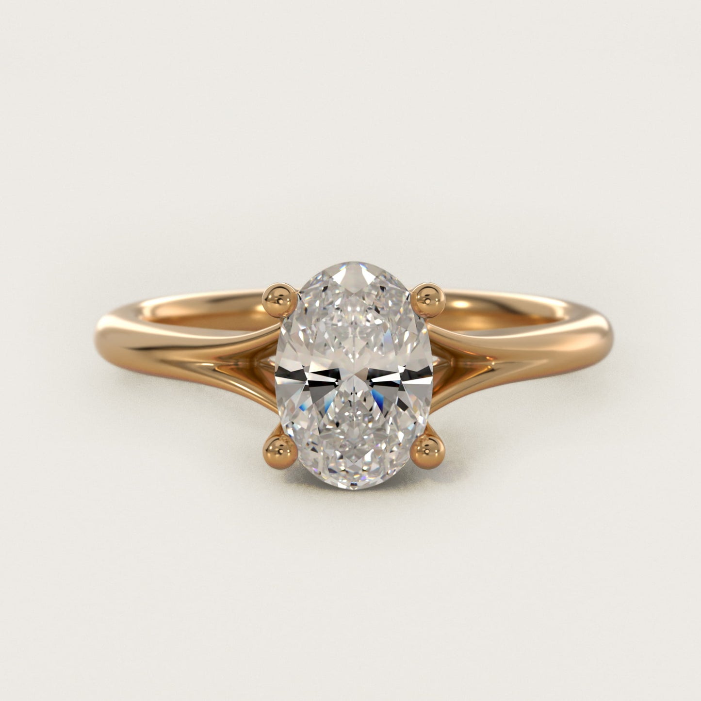 Petite Split Shank Solitaire in 14k Yellow Gold - Oval Center