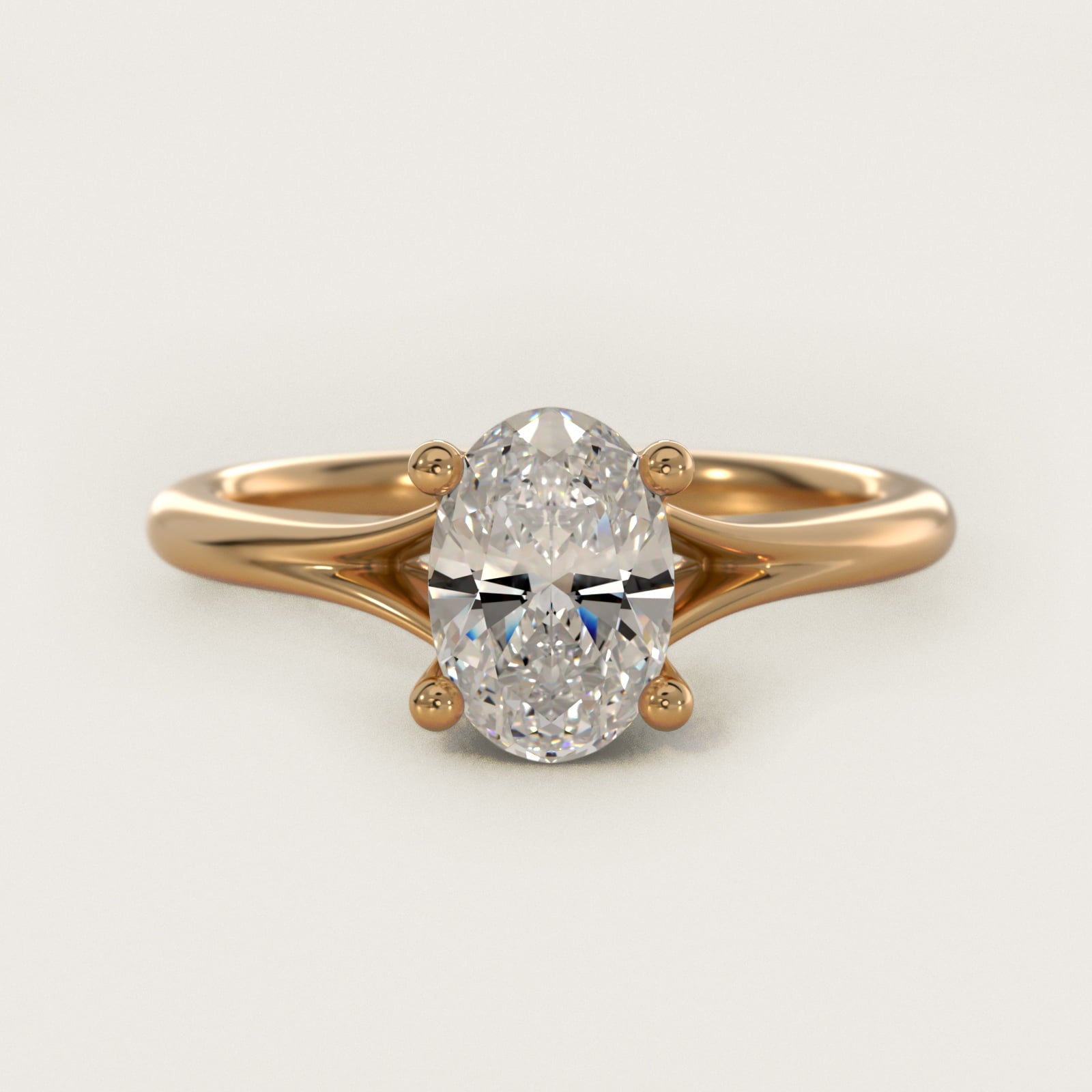 Petite Split Shank Solitaire in 14k Yellow Gold - Oval Center