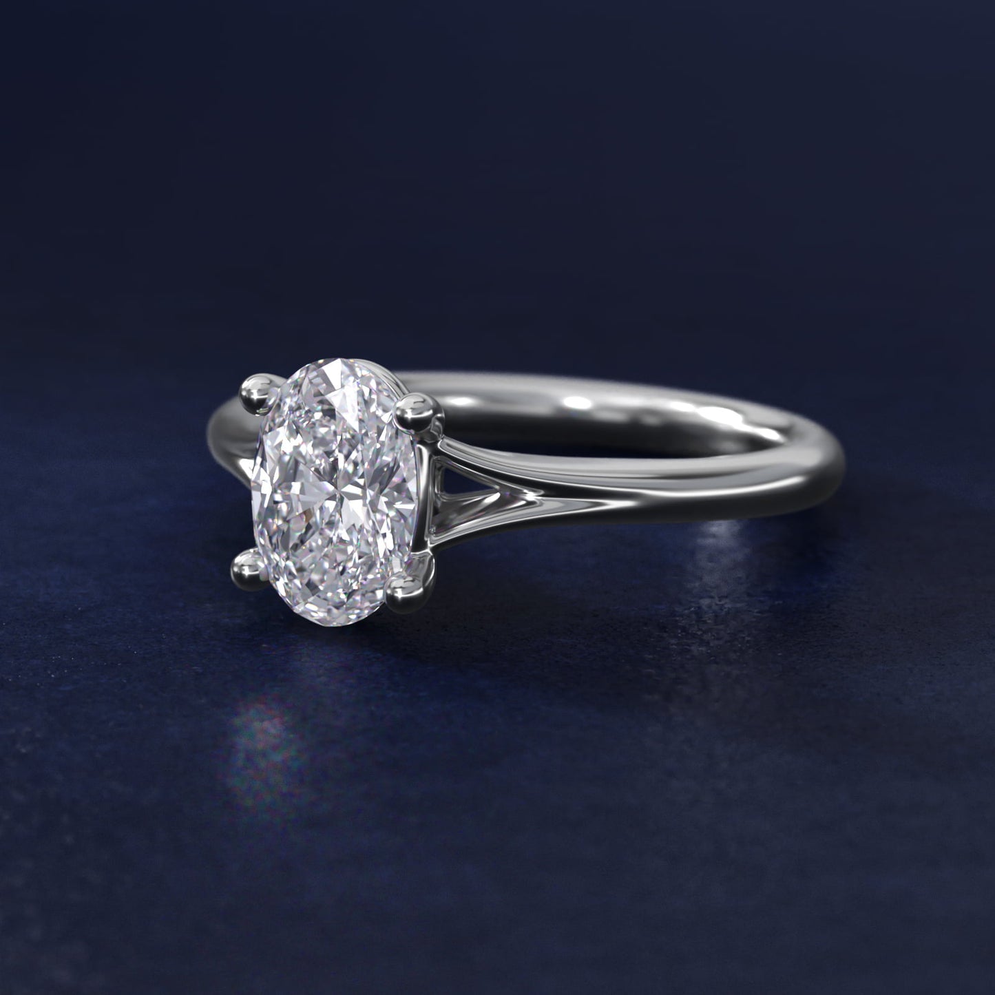 Petite Split Shank Solitaire in Platinum - Oval Center
