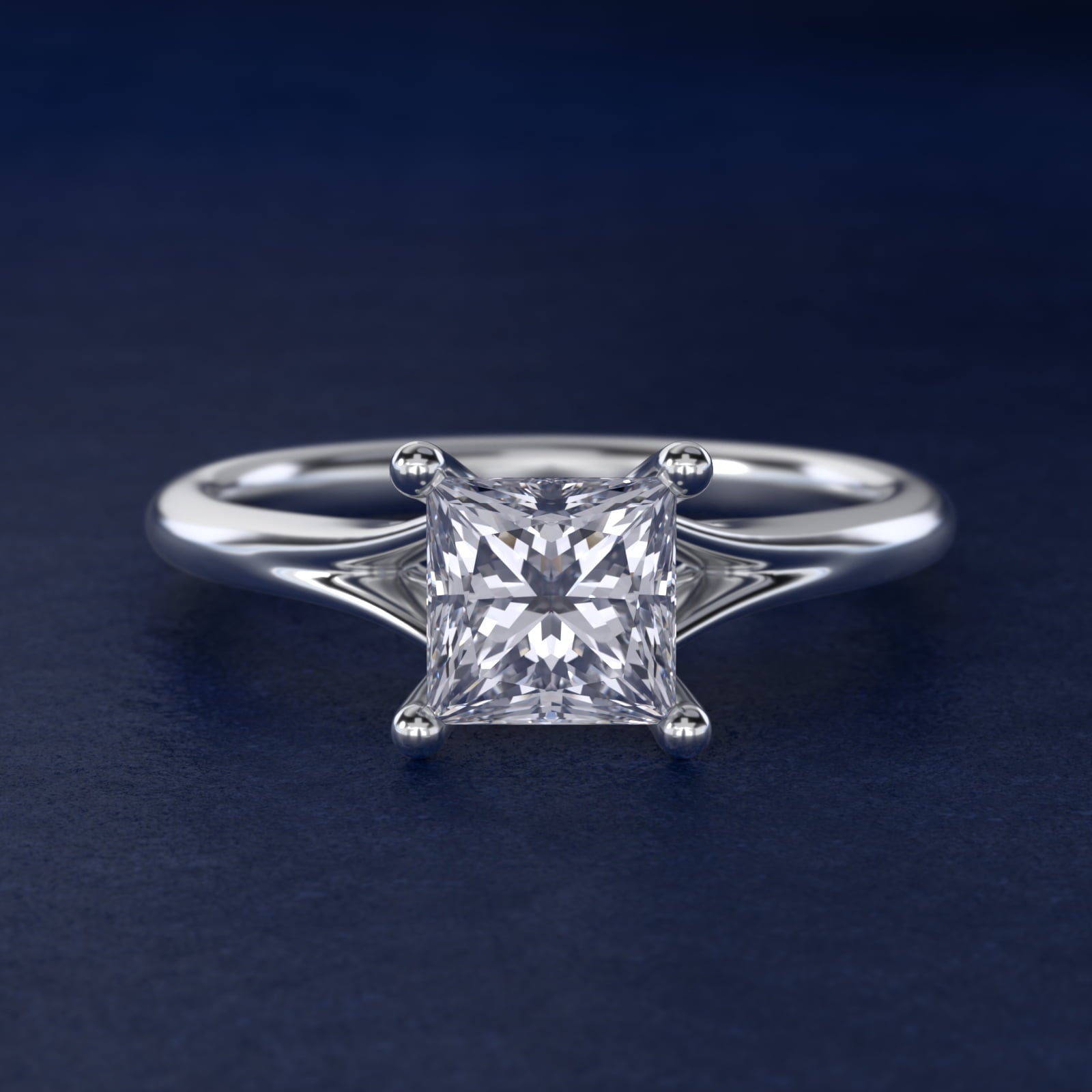 Petite Split Shank Solitaire in 14k White Gold - Princess Center