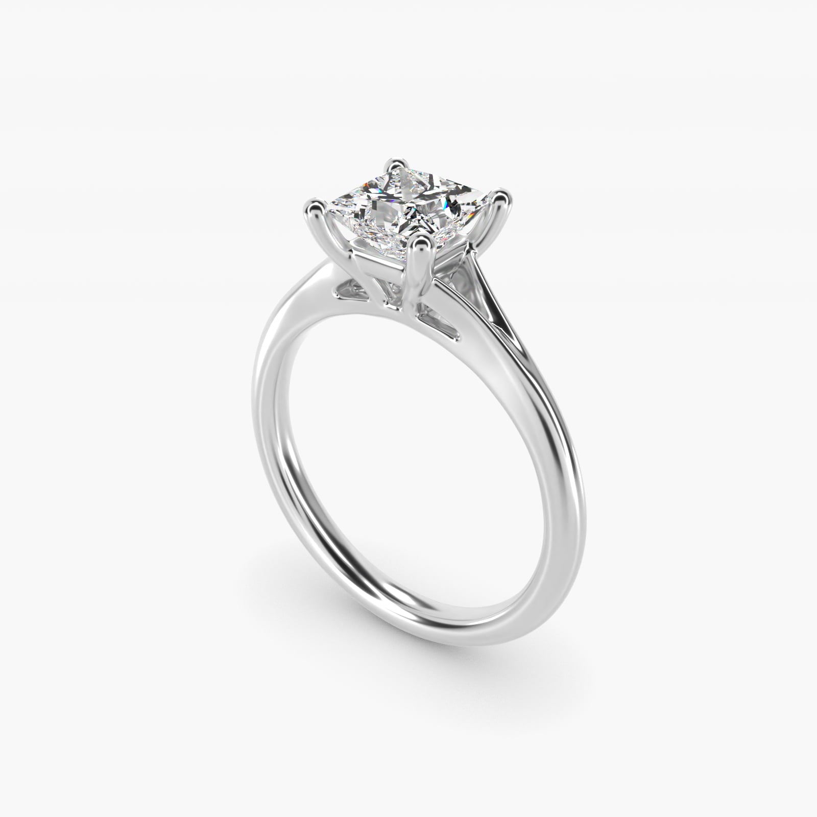 Petite Split Shank Solitaire in Platinum - Princess Center