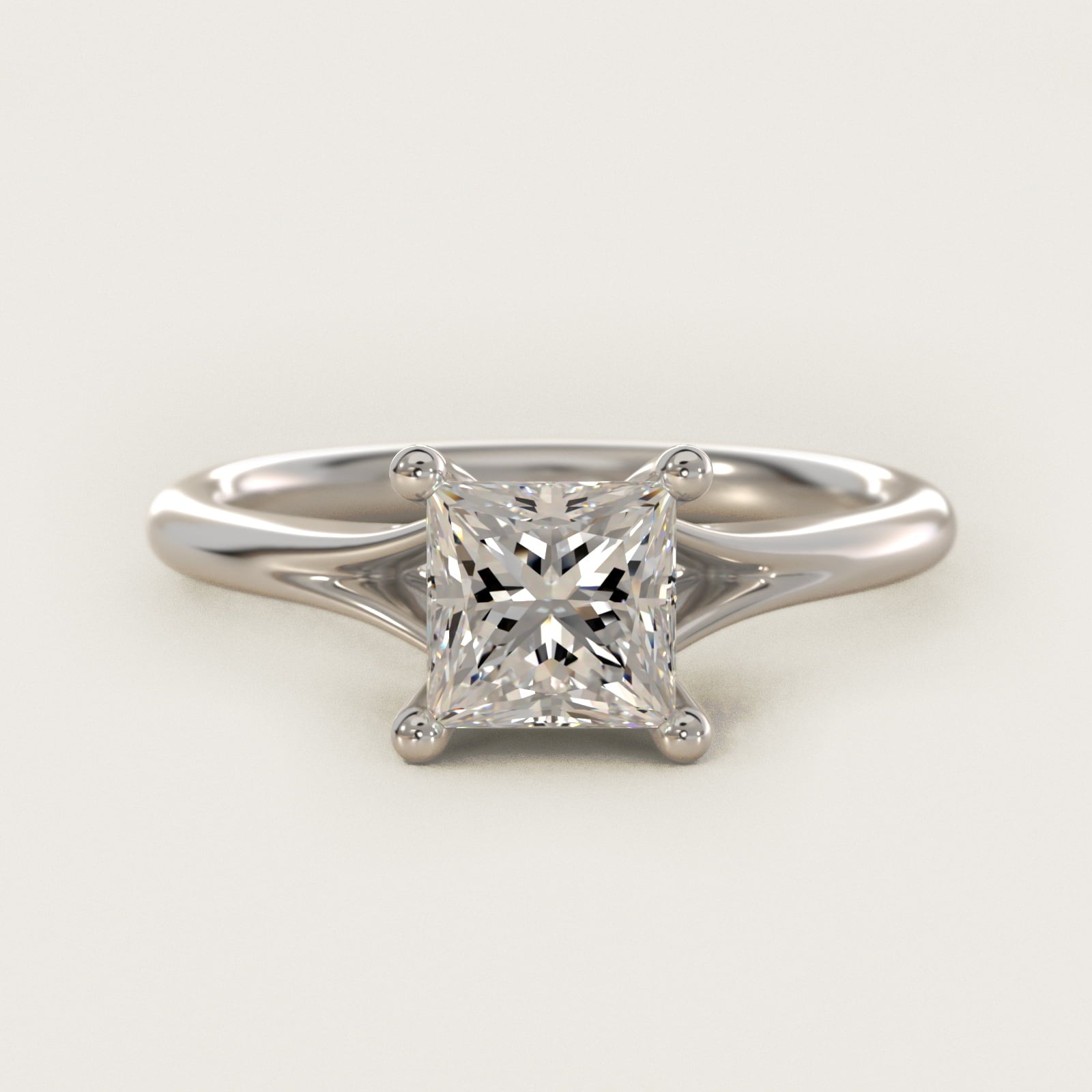 Petite Split Shank Solitaire in Platinum - Princess Center
