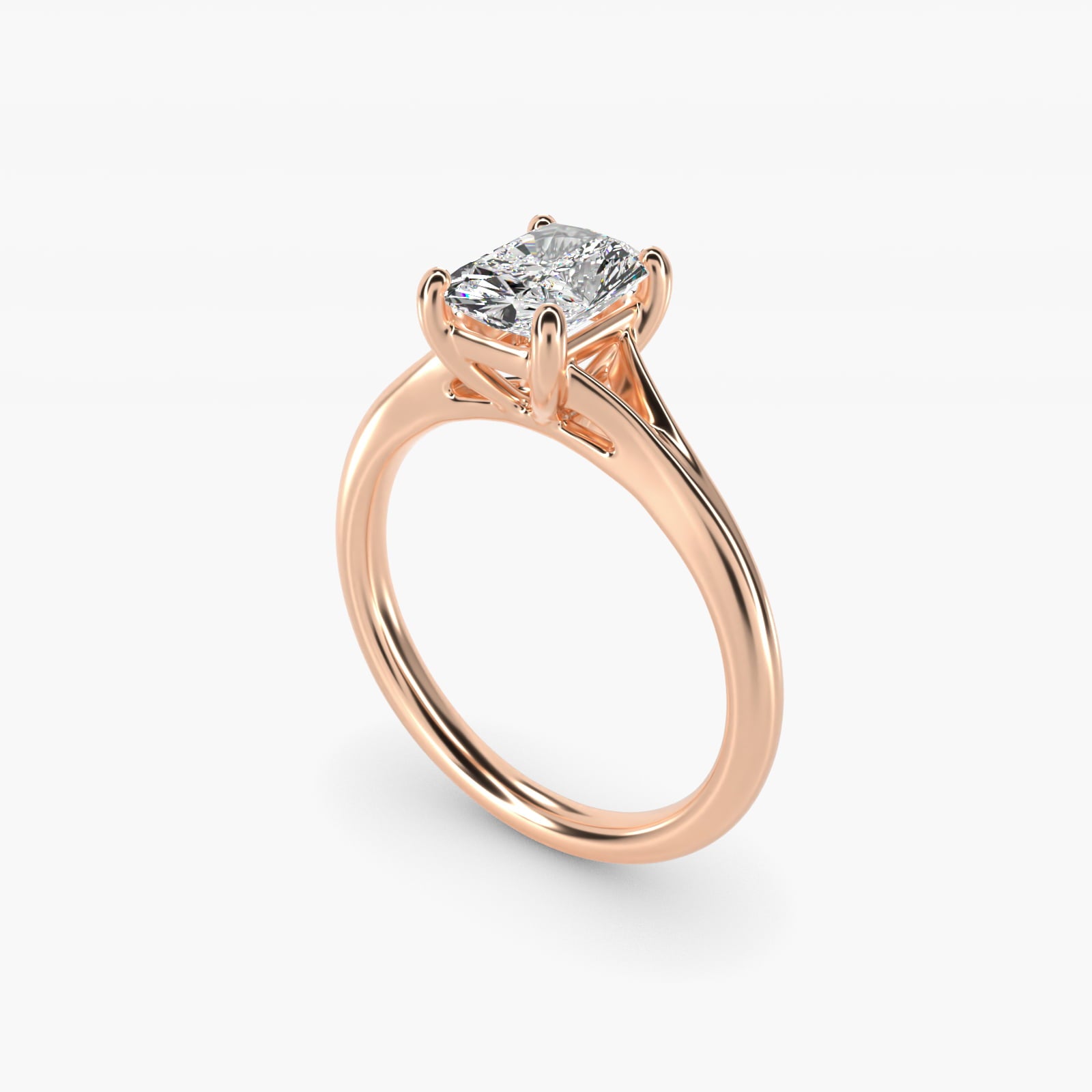 Petite Split Shank Solitaire in 18k Rose Gold - Radiant Center