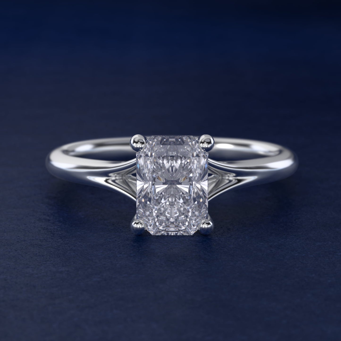Petite Split Shank Solitaire in 14k White Gold - Radiant Center