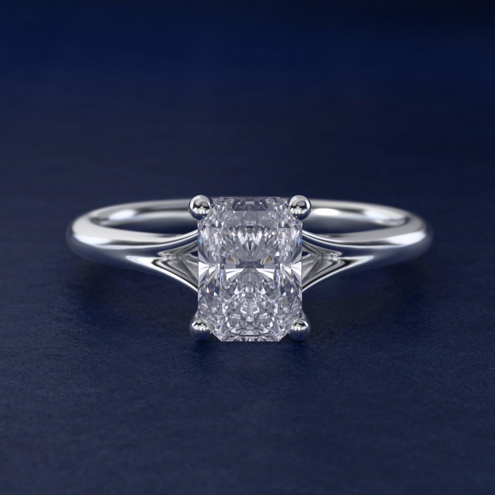 Petite Split Shank Solitaire in 14k White Gold - Radiant Center
