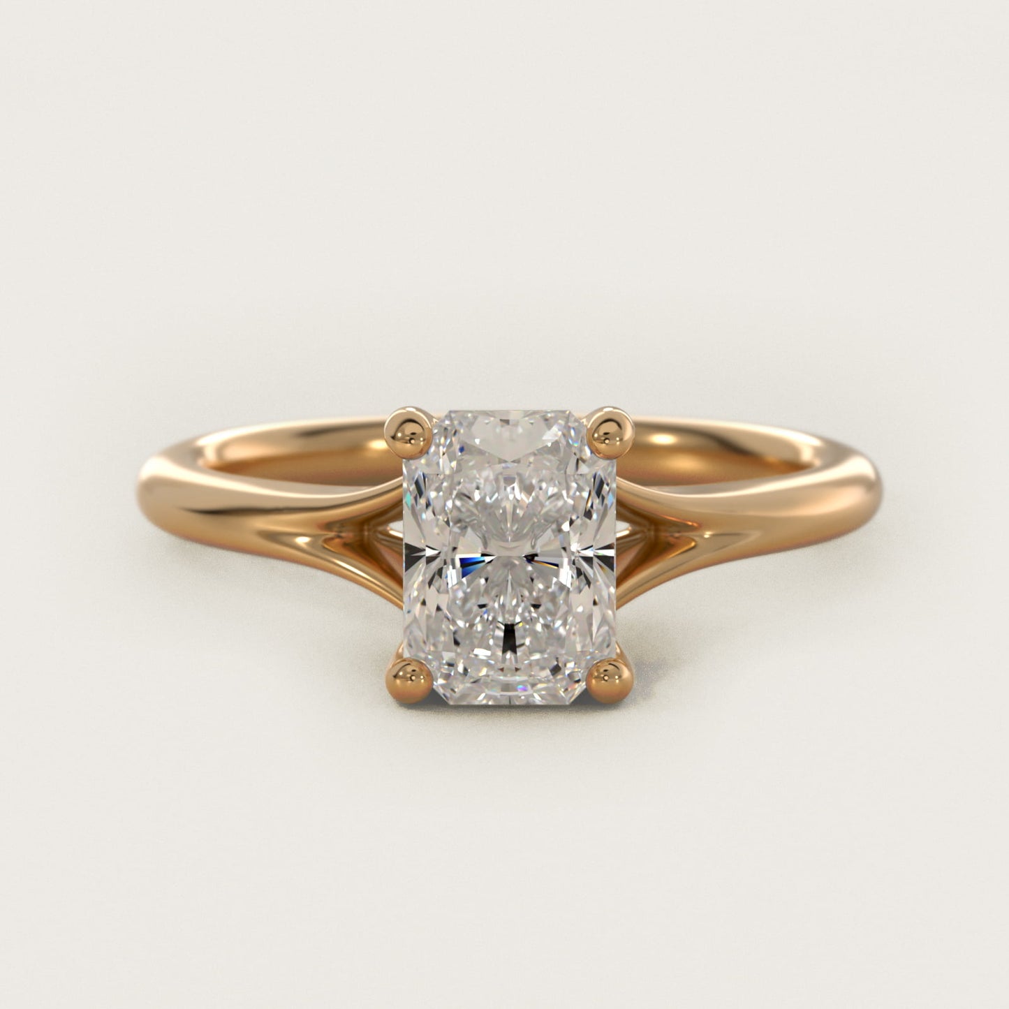 Petite Split Shank Solitaire in 18k Yellow Gold - Radiant Center