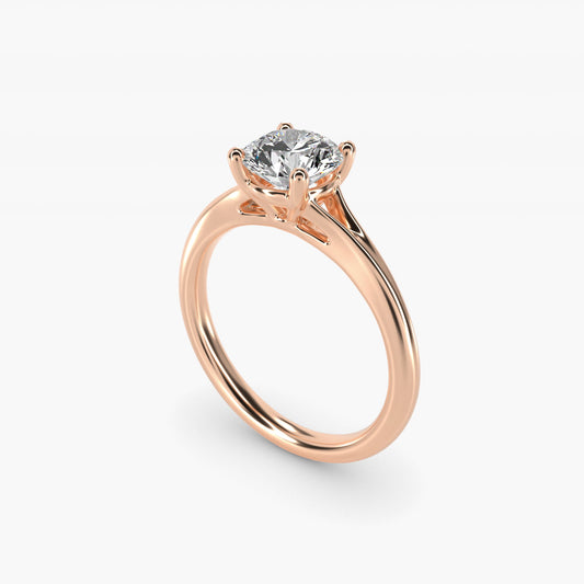 Petite Split Shank Solitaire in 14k Rose Gold - Round Center