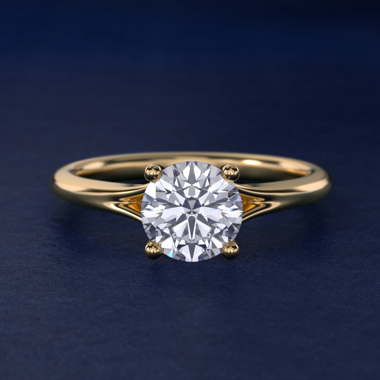 Petite Split Shank Solitaire in 14k Yellow Gold - Round Center