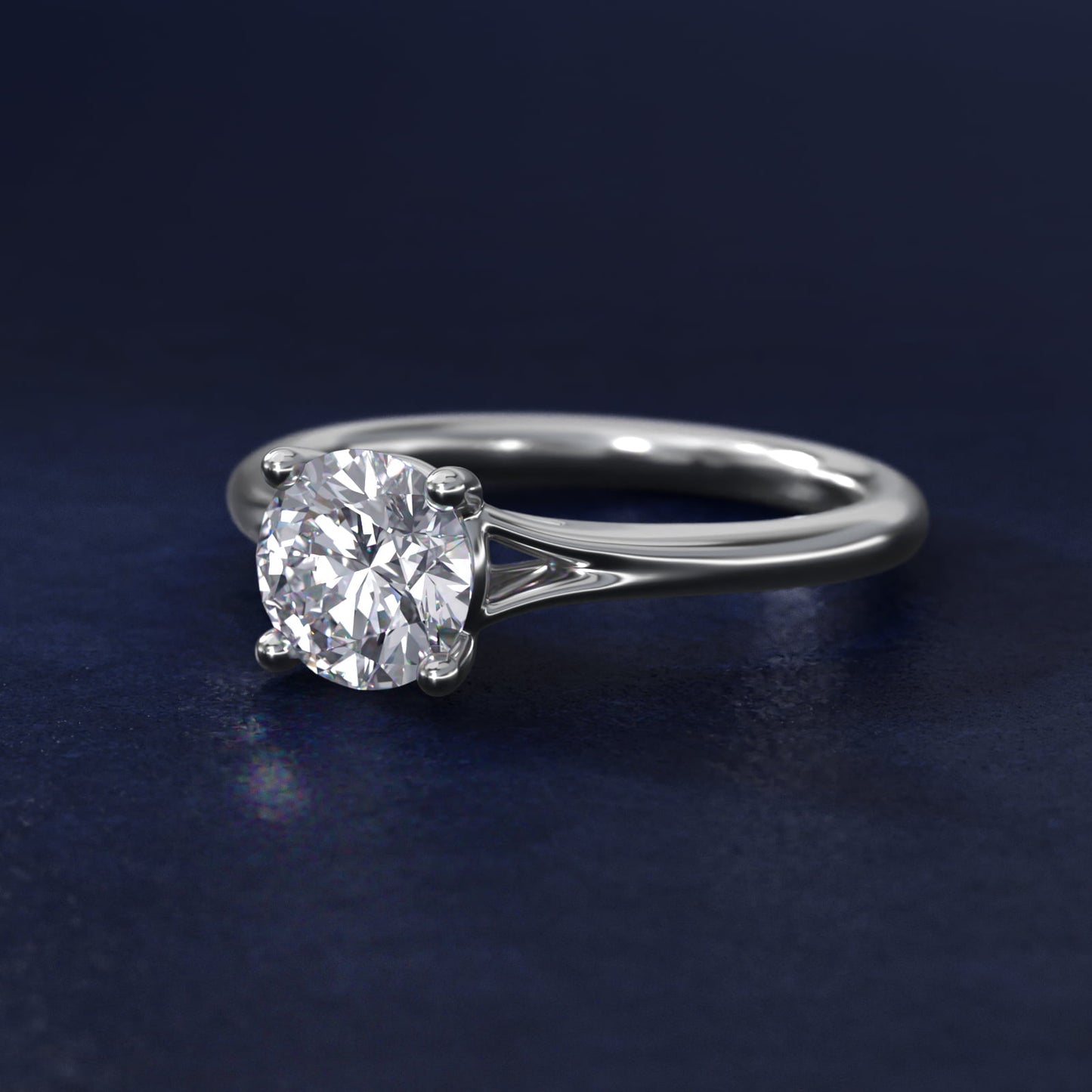 Petite Split Shank Solitaire in Platinum - Round Center