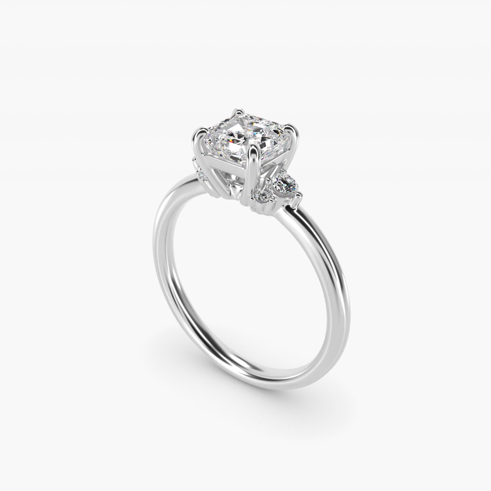 Petite Three Diamond Engagement Ring in Platinum (1/10 ct. tw.) - Asscher Center