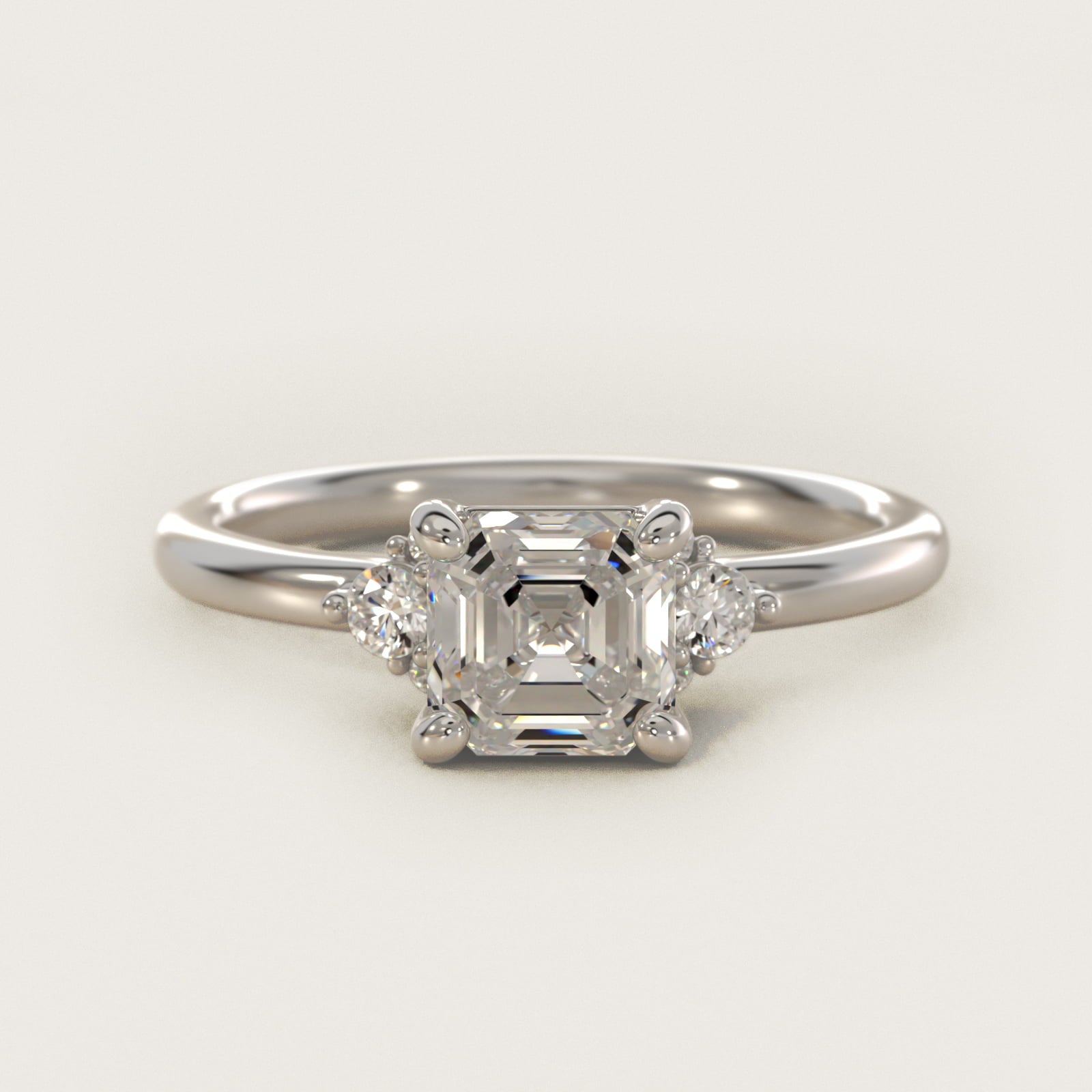 Petite Three Diamond Engagement Ring in Platinum (1/10 ct. tw.) - Asscher Center