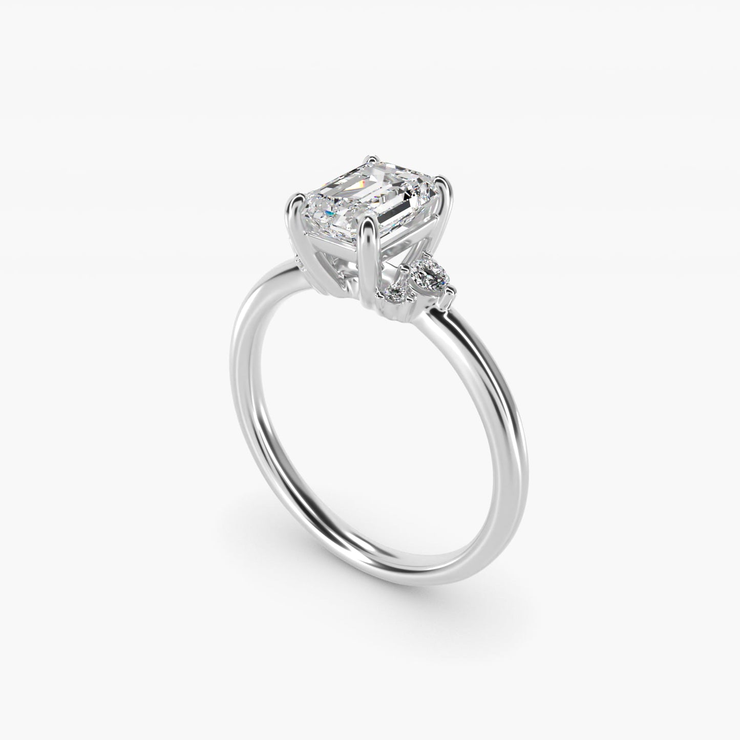 Petite Three Diamond Engagement Ring in 14k White Gold (1/10 ct. tw.) - Emerald Center